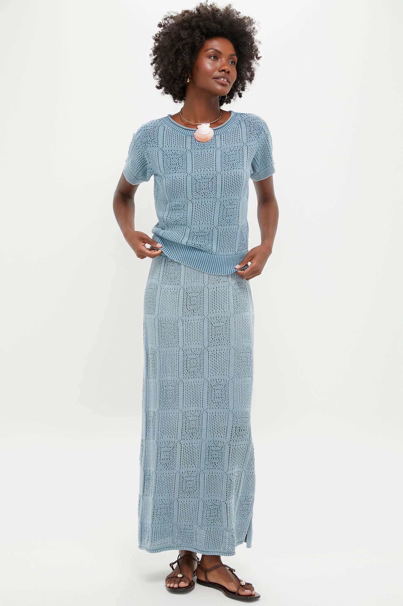 Indigo Pointelle Preston Skirt-Beilave