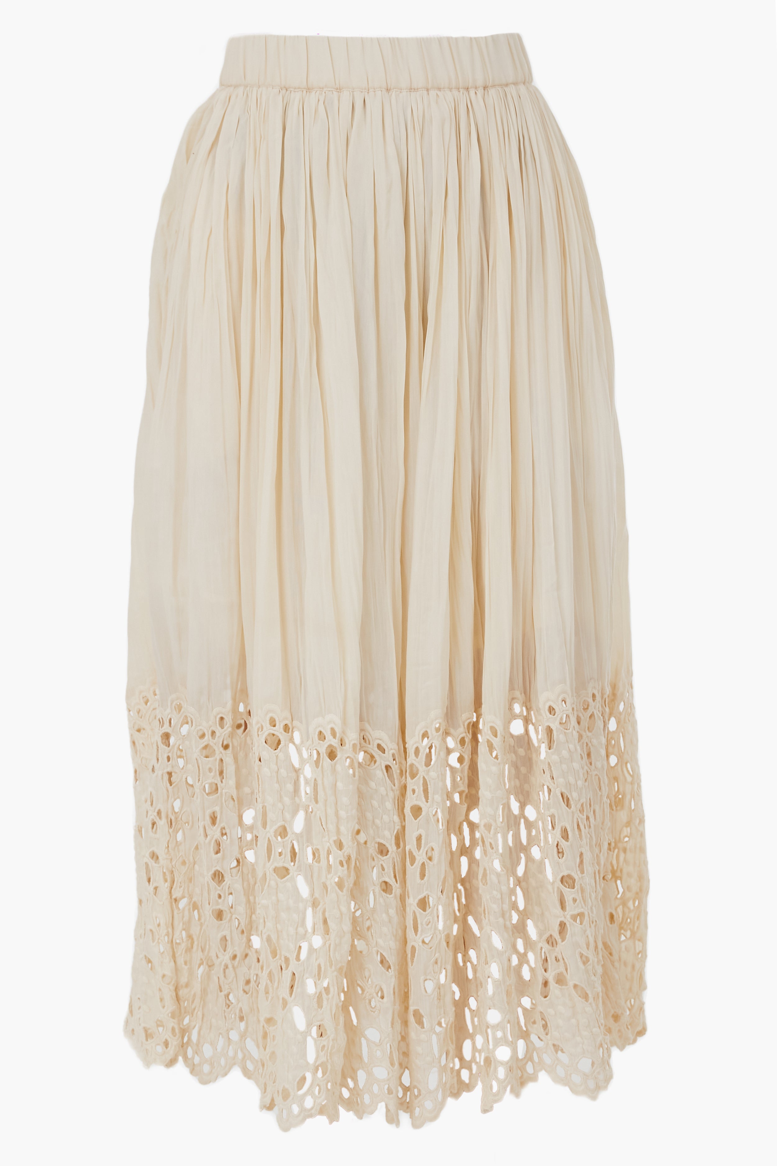 Cream Elyse Print Eyelet Skirt-Beilave