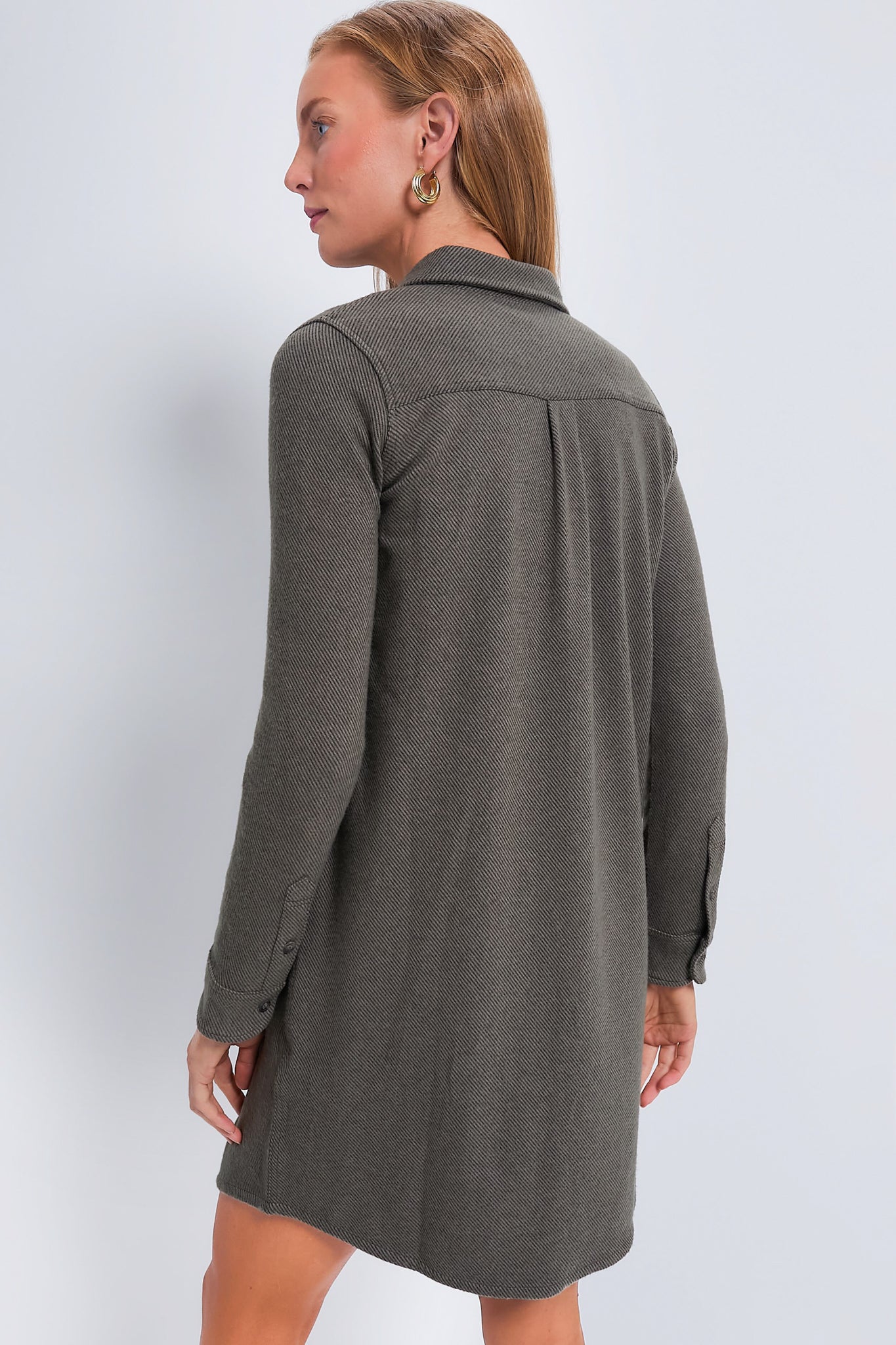 Olive Melange Twill Legend Sweater Dress-Beilave