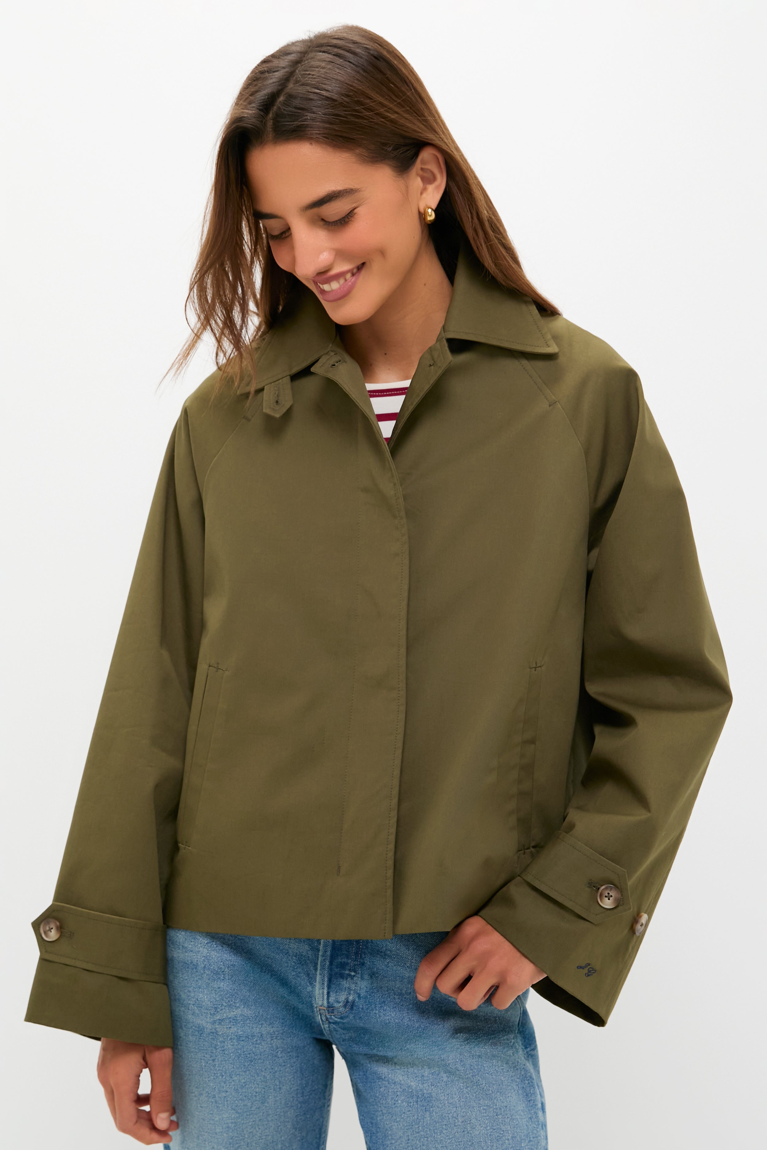 Olive Drew Short Trench Coat-Beilave