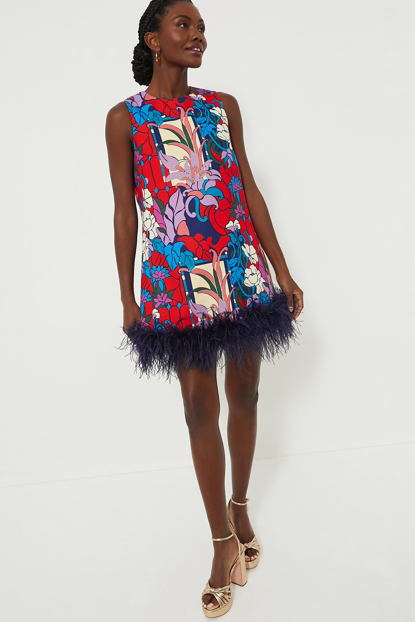 Climbing Cosmos Sleeveless Mod Ellie Dress-Beilave