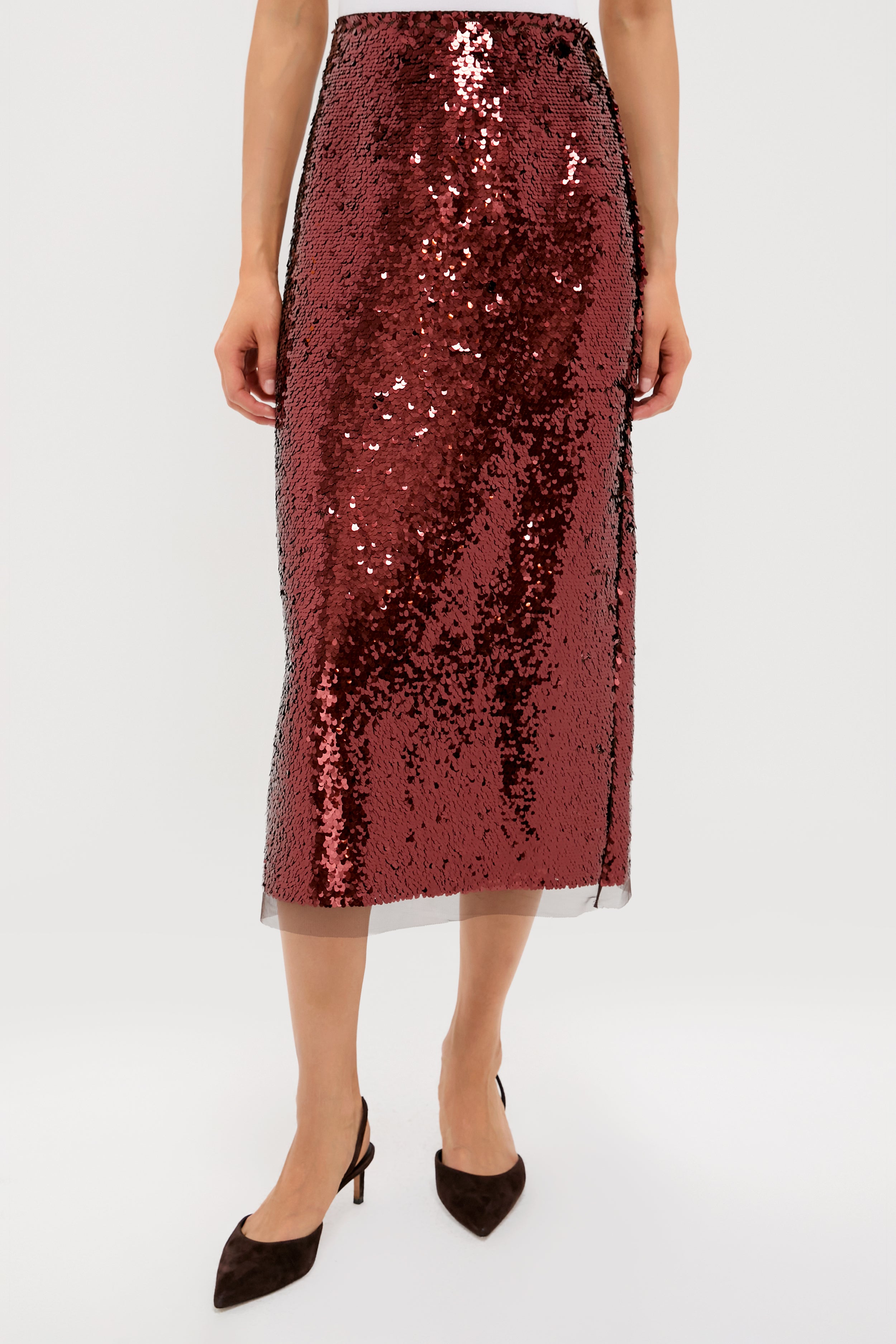 Radiant Bronze Sequin Phillips Midi Skirt-Beilave
