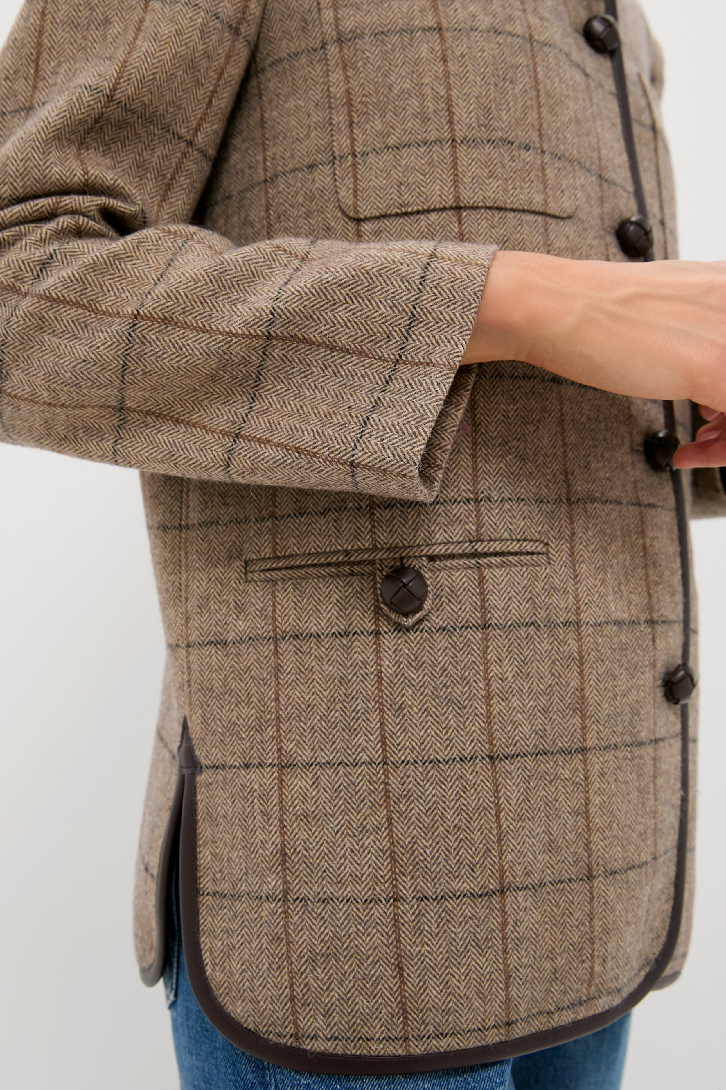 Brown Check Plaid Wool Dalton Jacket-Beilave
