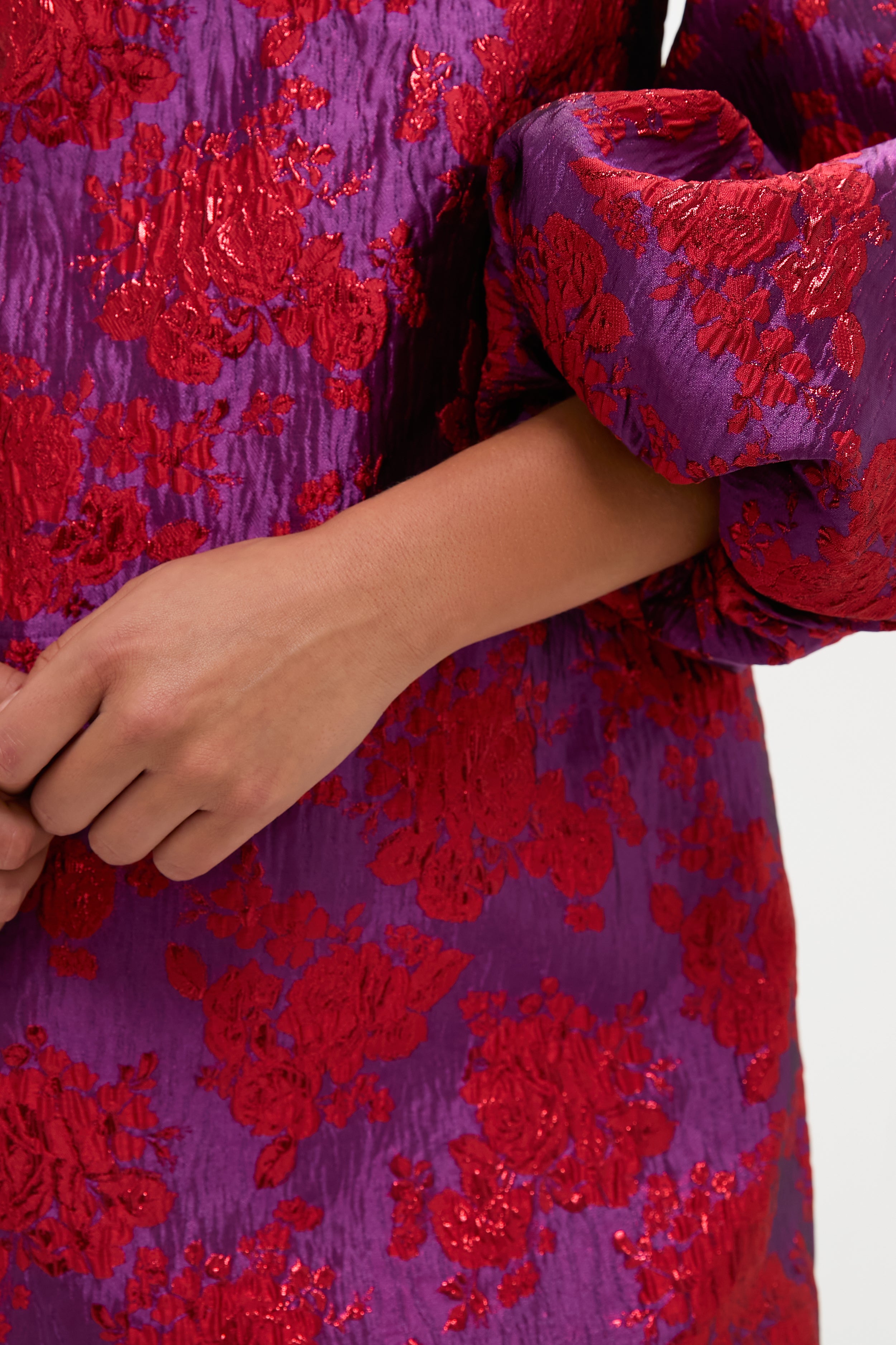 Red & Purple Jacquard Janie Mini Dress-Beilave