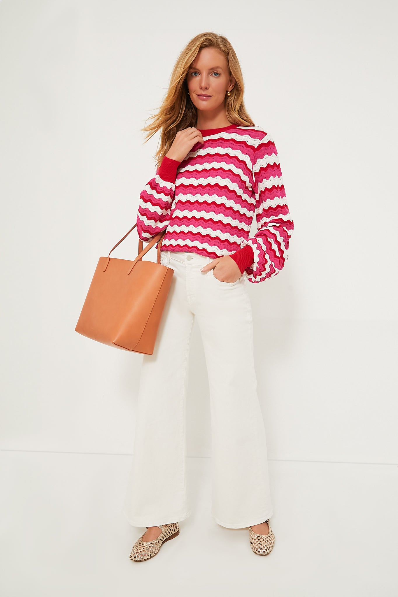 Ruby Wavy Stripe Callie Crewneck-Beilave