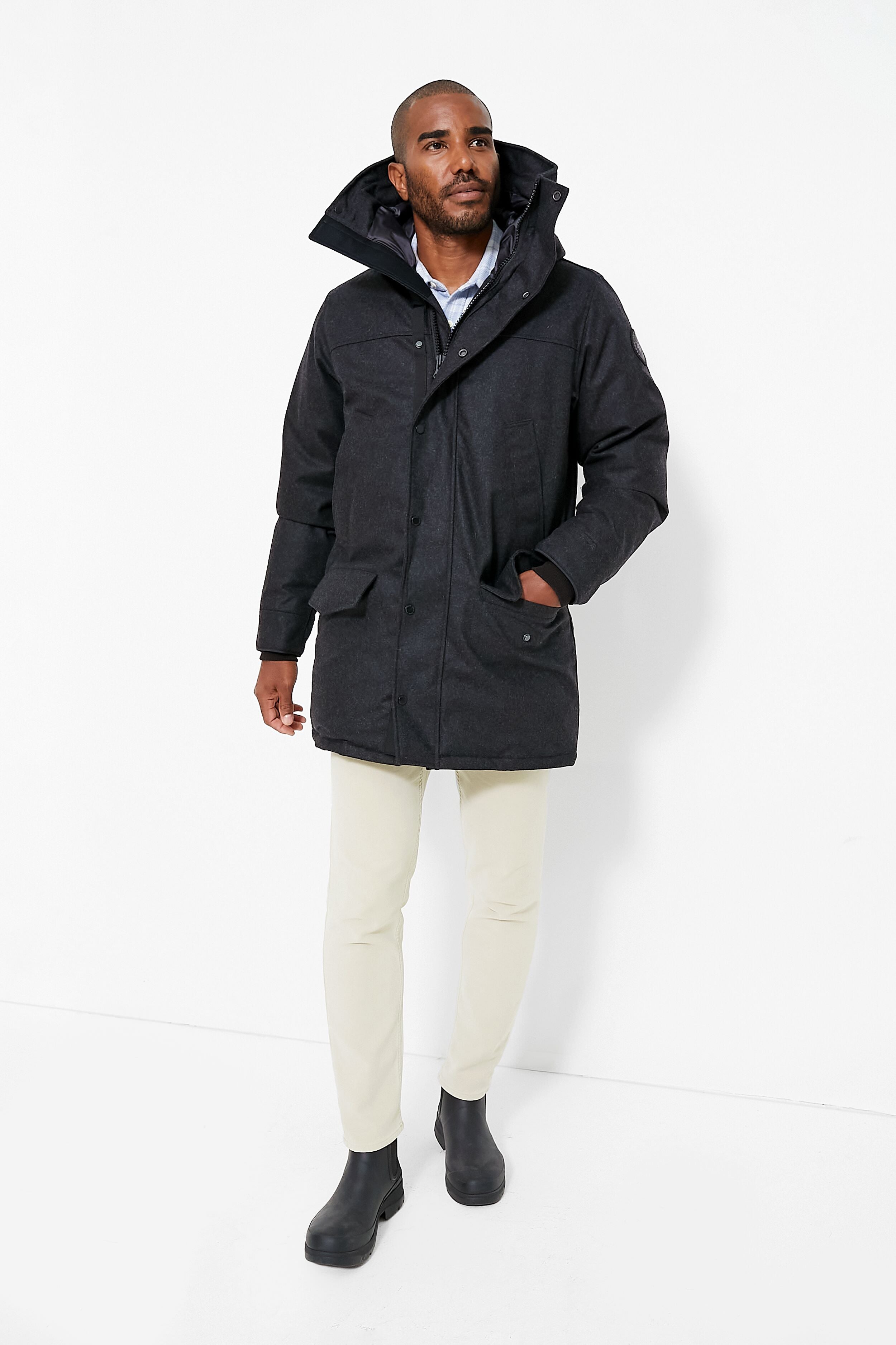Carbon Melange Wool Reskill Langford Parka-Beilave