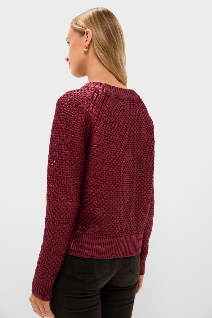 Goji Berry Crochet Aspen Crewneck Sweater-Beilave