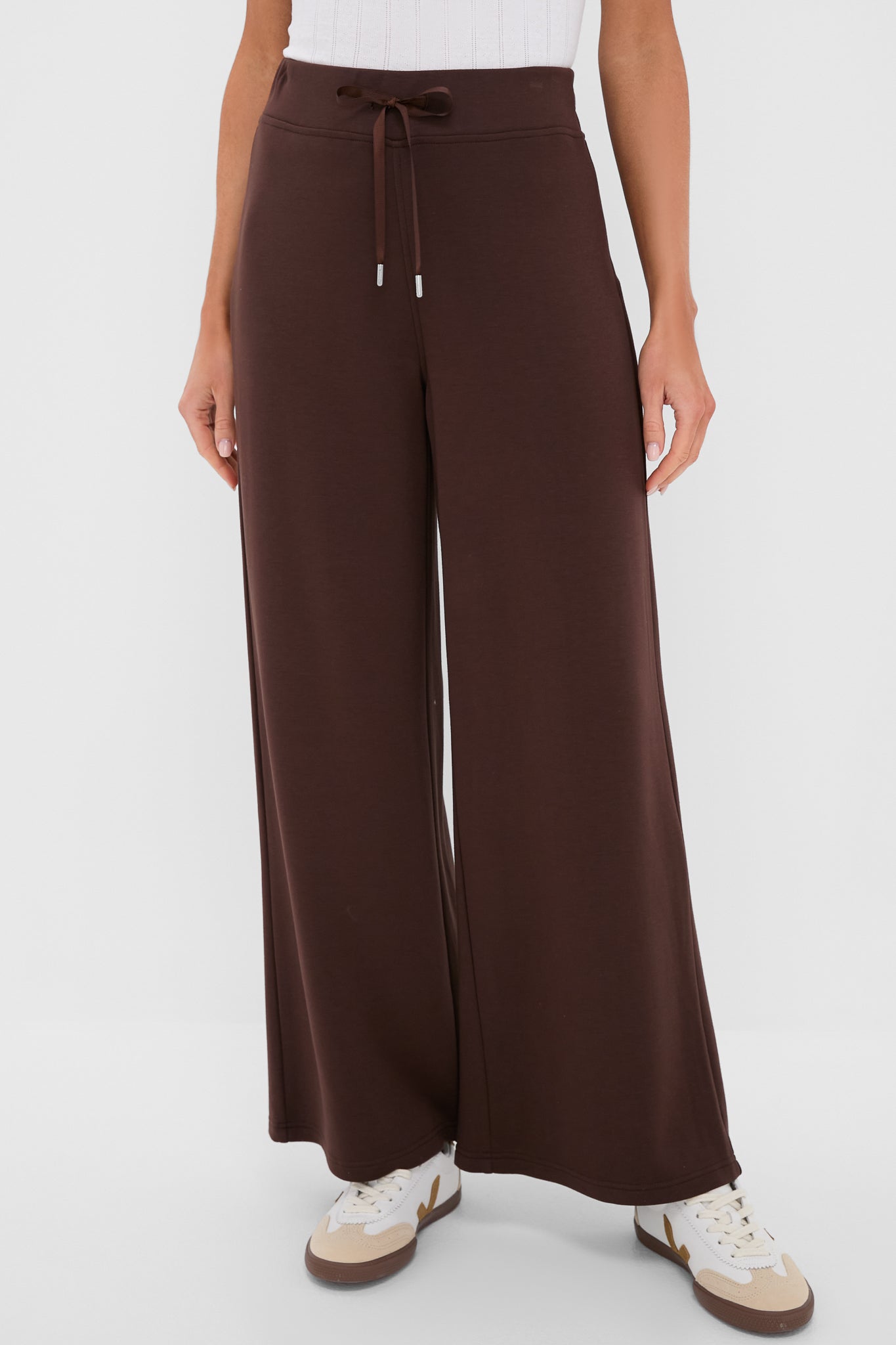 Chocolate Brown Wide Leg Comfort Stretch Finn Pants-Beilave