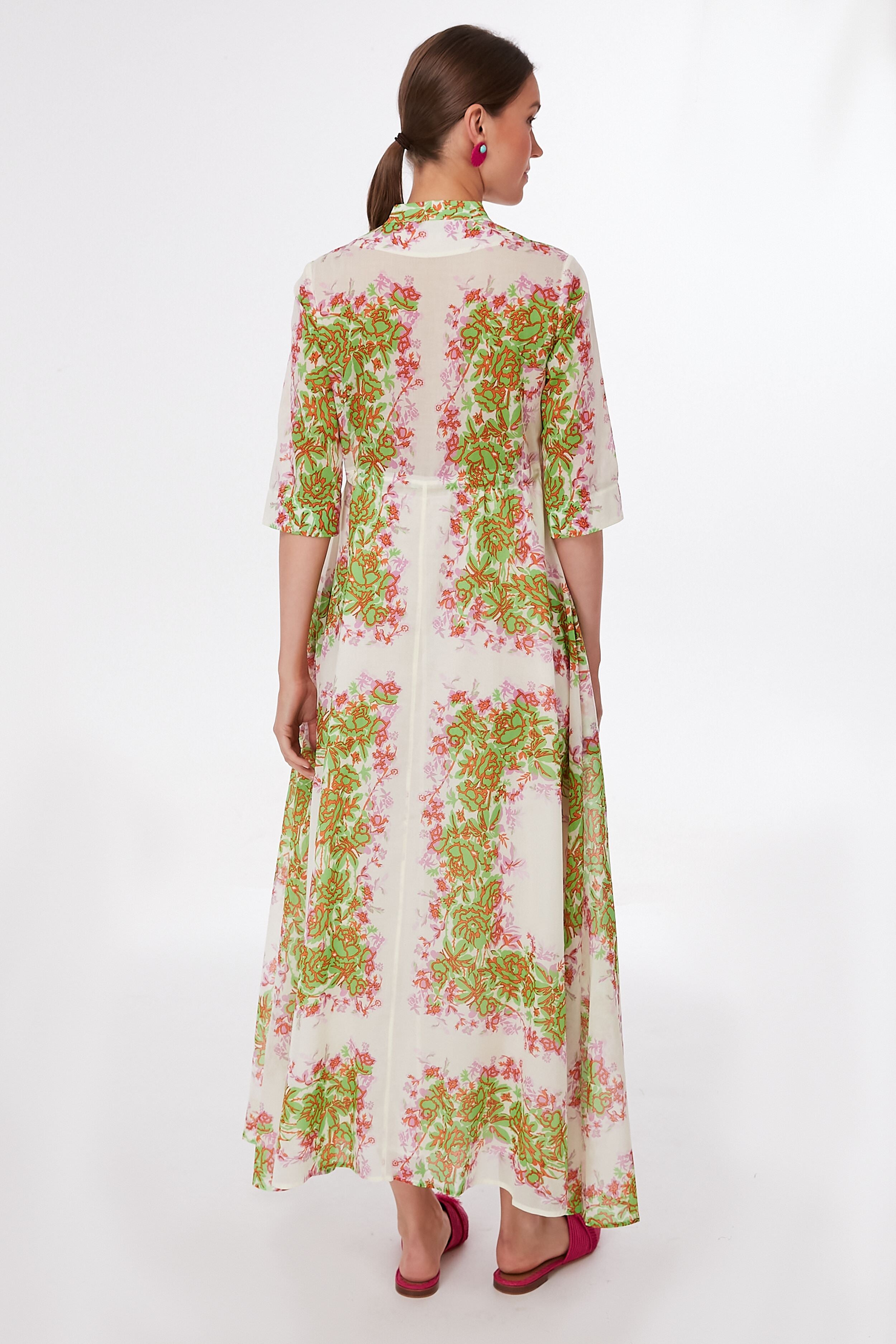 Rayure Fleurie Printed Shirtdress-Beilave