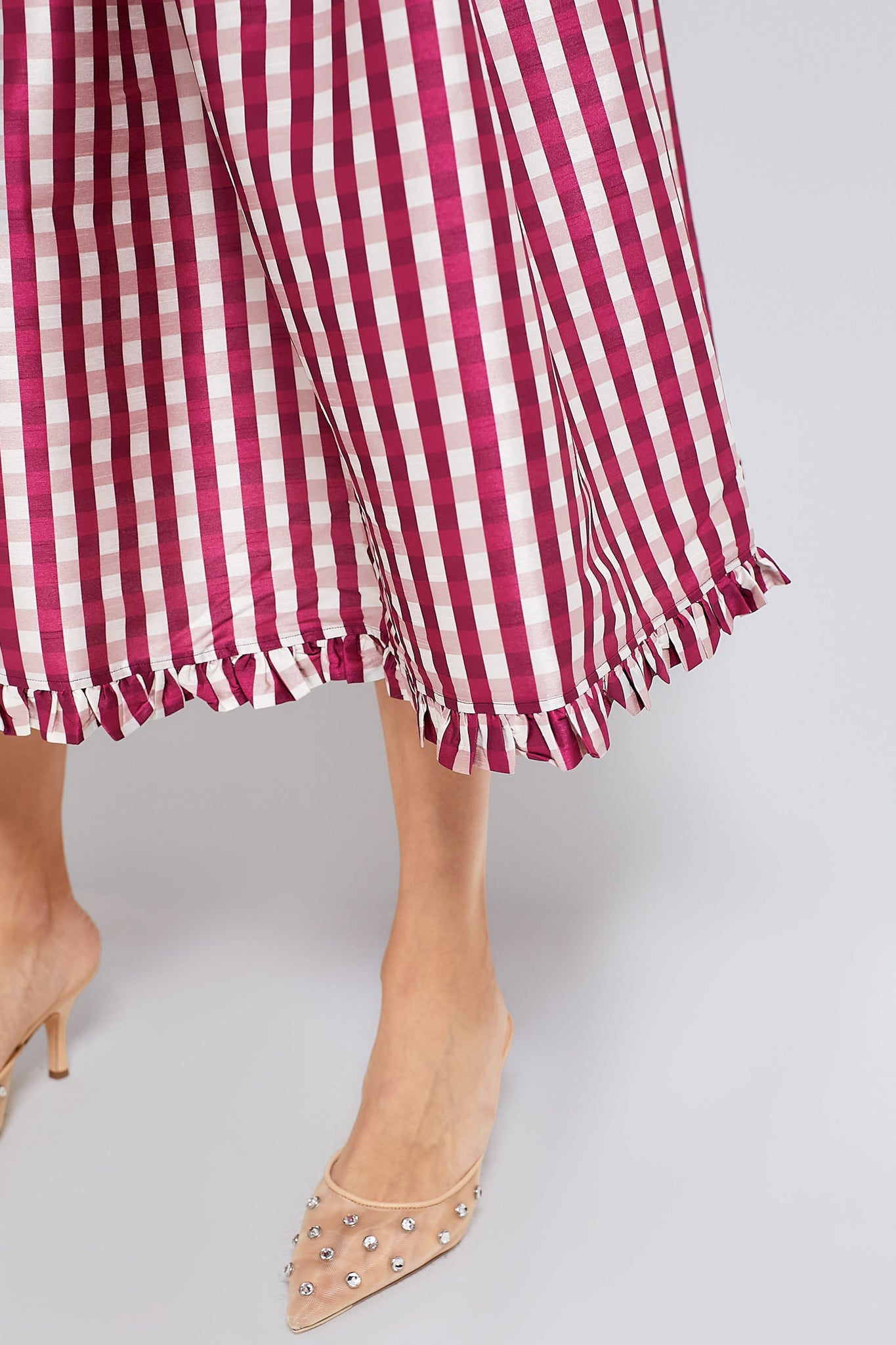 Wine Gingham Molly Dress-Beilave