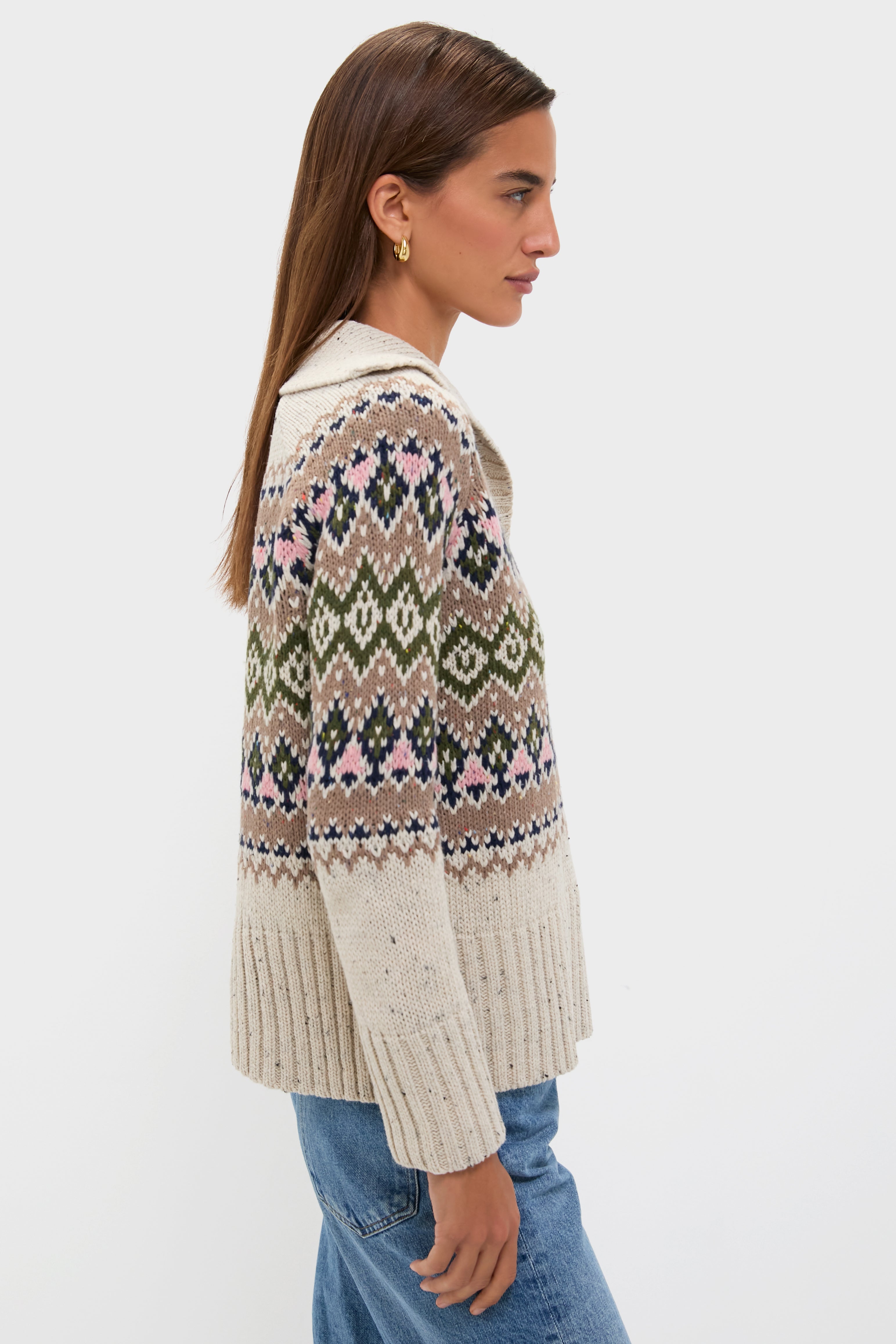 Eggshell Fair Isle Edna Sweater-Beilave