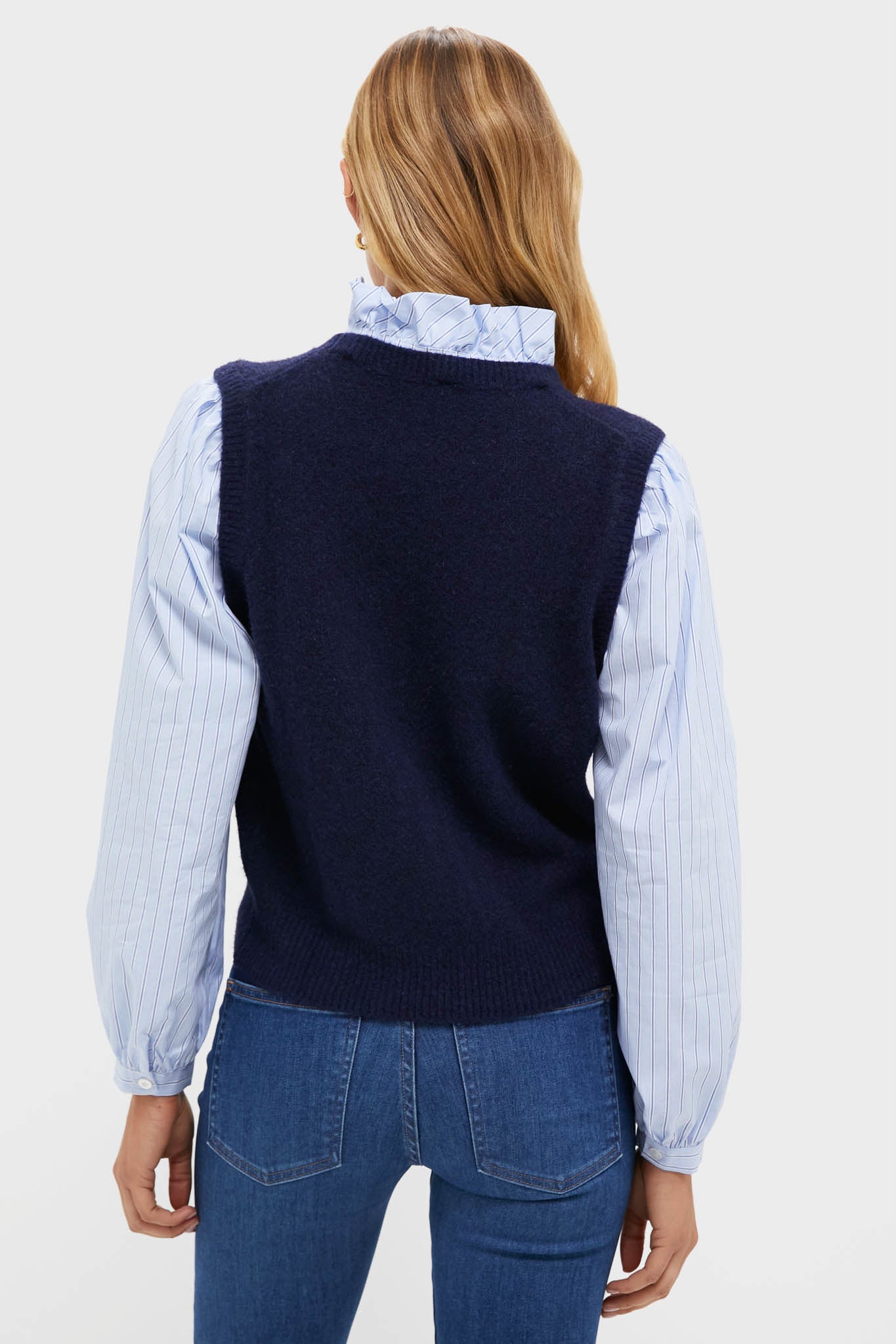 Navy Striped Ella Sweater Blouse-Beilave