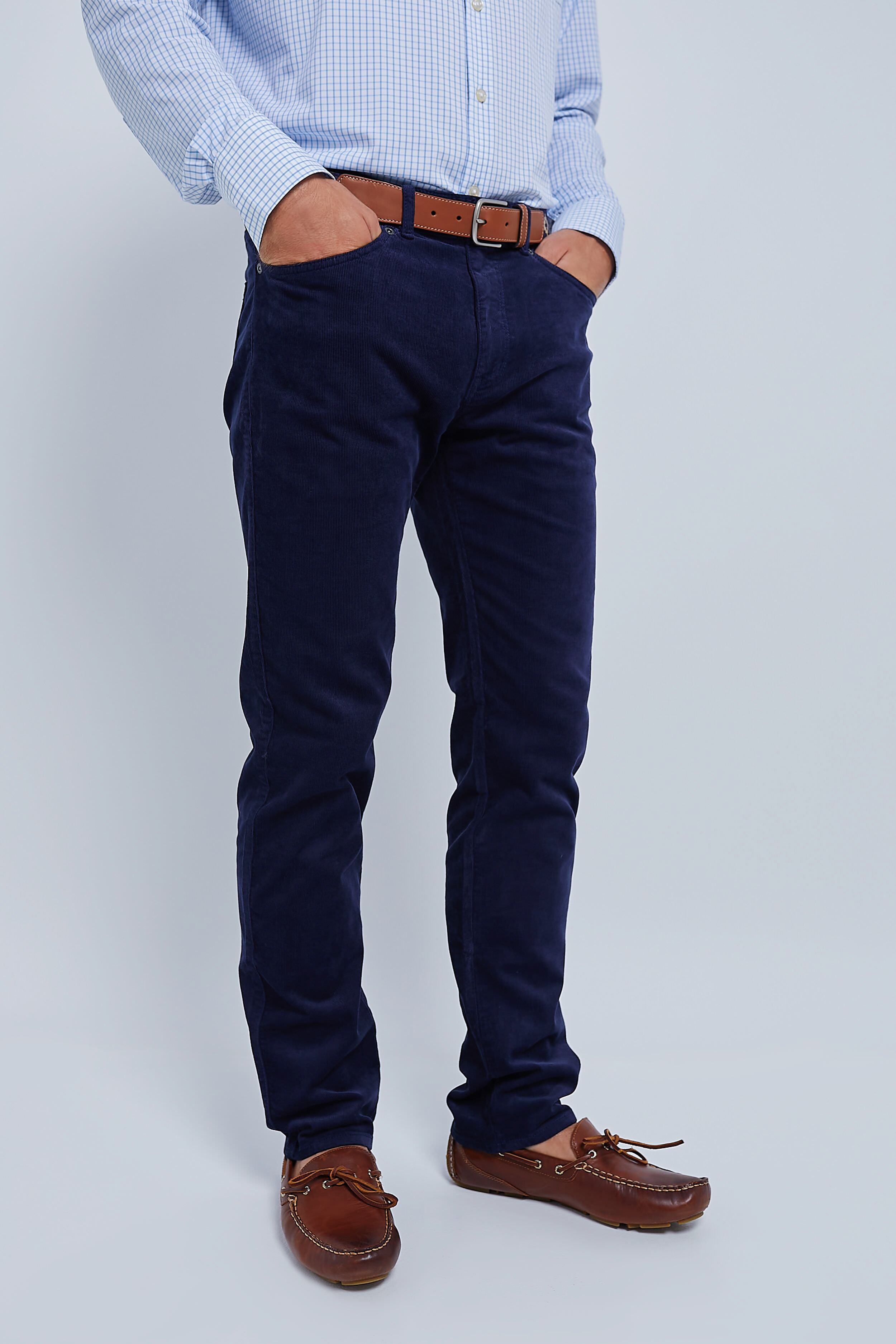 Navy Superior Soft Corduroy Five-Pocket Pant-Beilave
