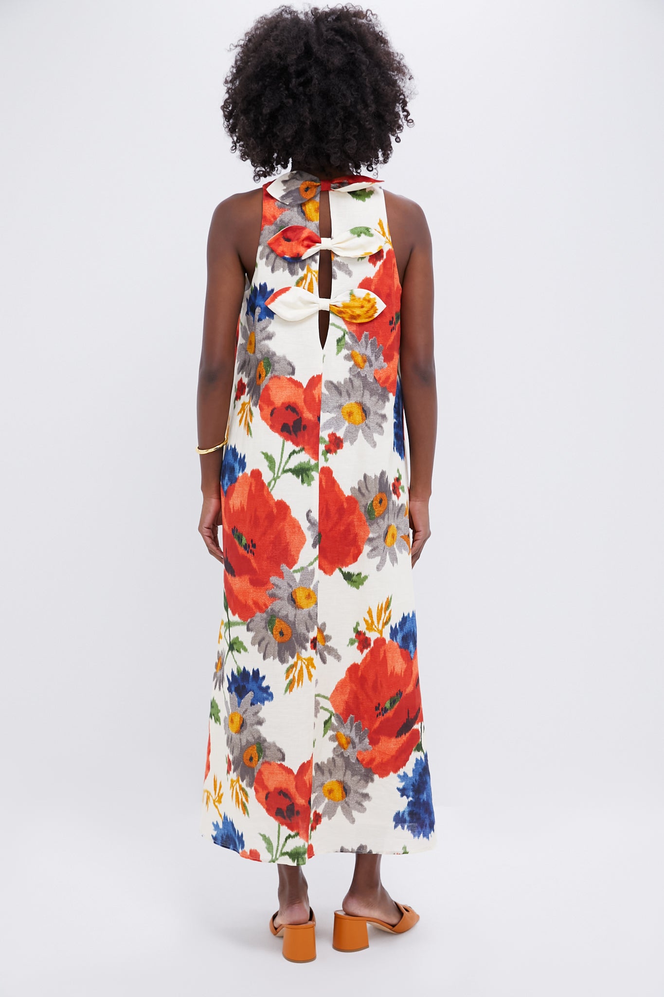 Crimson Poppy Cotton Linen Portia Dress-Beilave