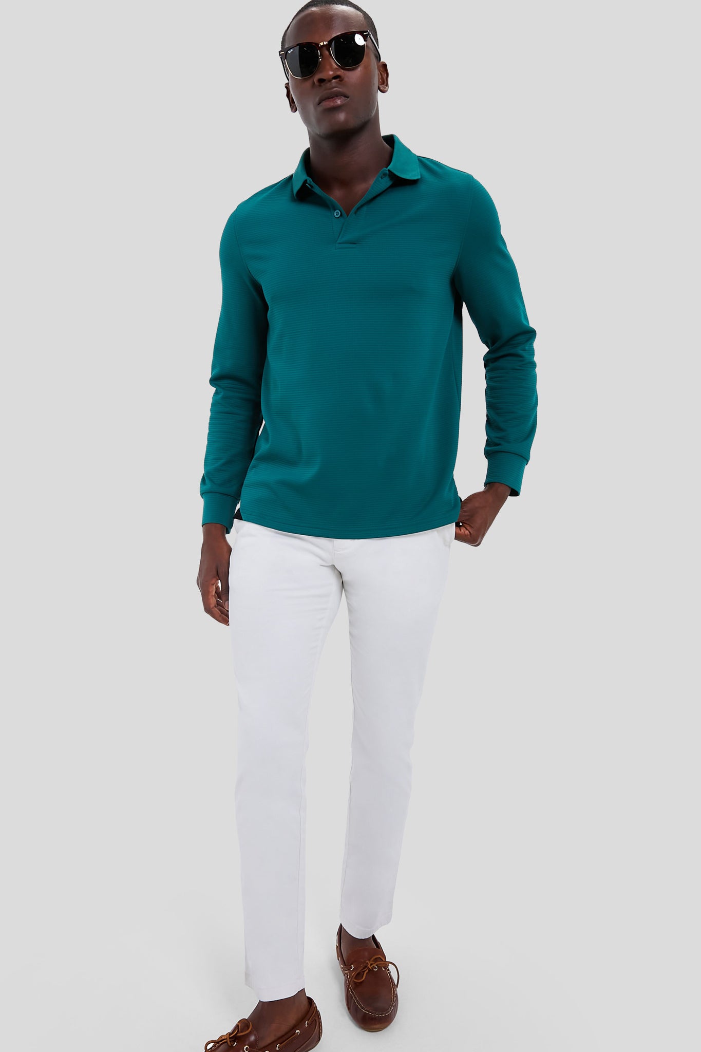 British Racing Green Cordova Long Sleeve Polo-Beilave