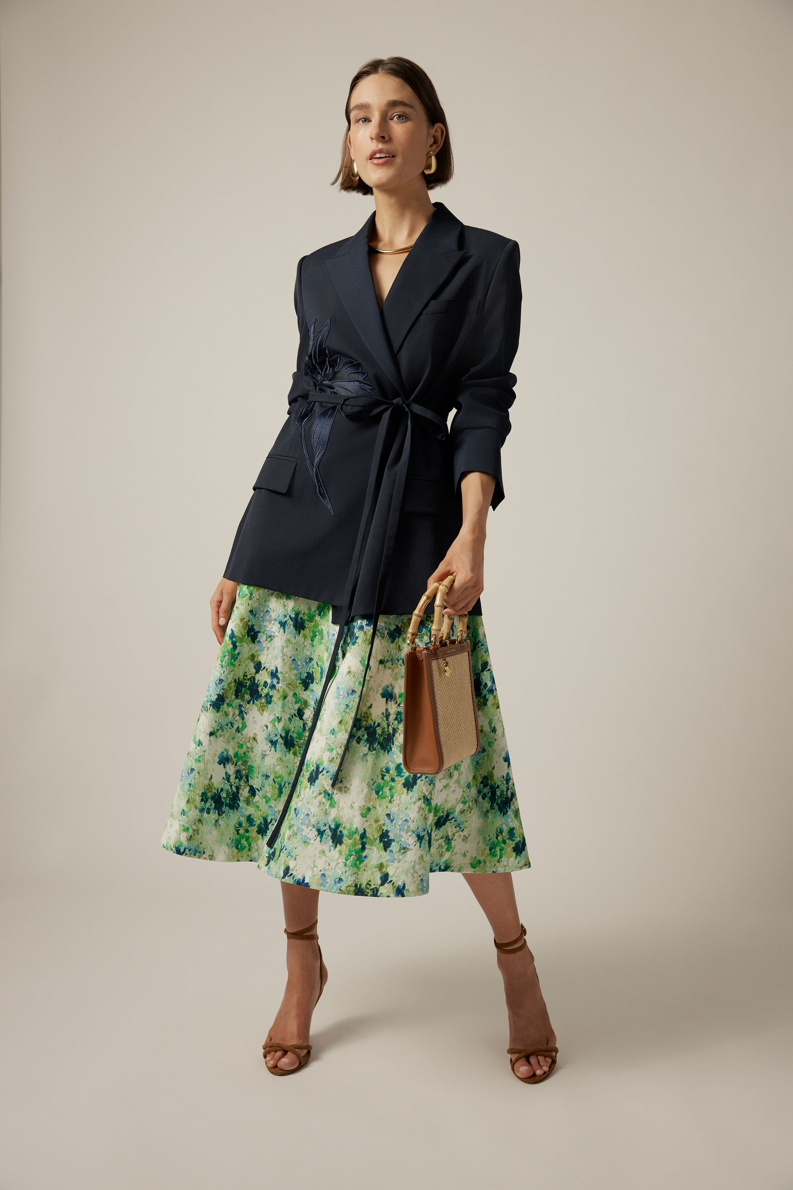 Water Lilies Cotton Seersucker Andrea Circle Skirt-Beilave