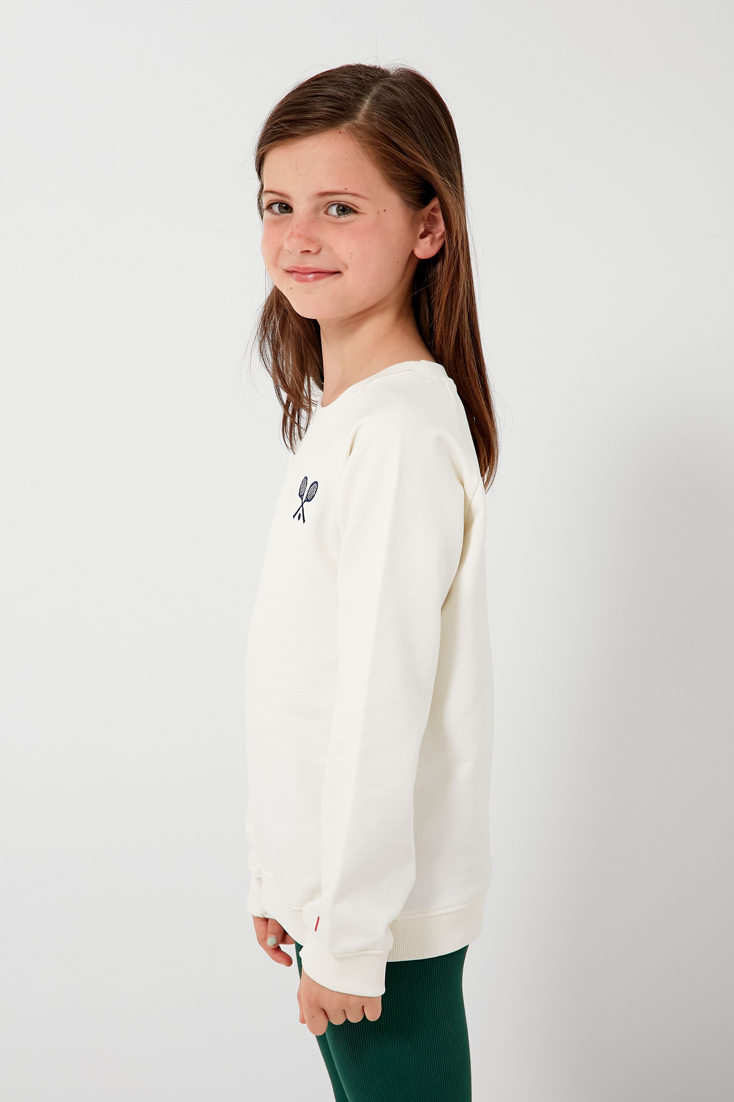 White Sweatshirt with Navy Tennis Rackets-Beilave