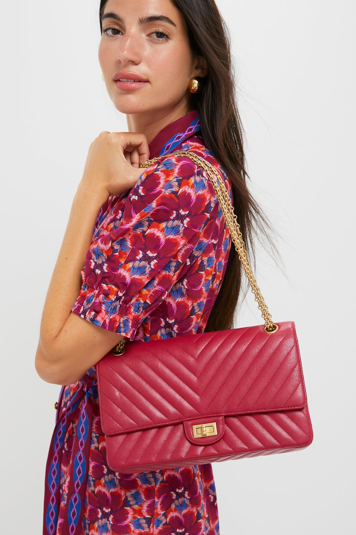 CHANEL Red Reissue 2.55 Flap Bag Calf Leather-Beilave