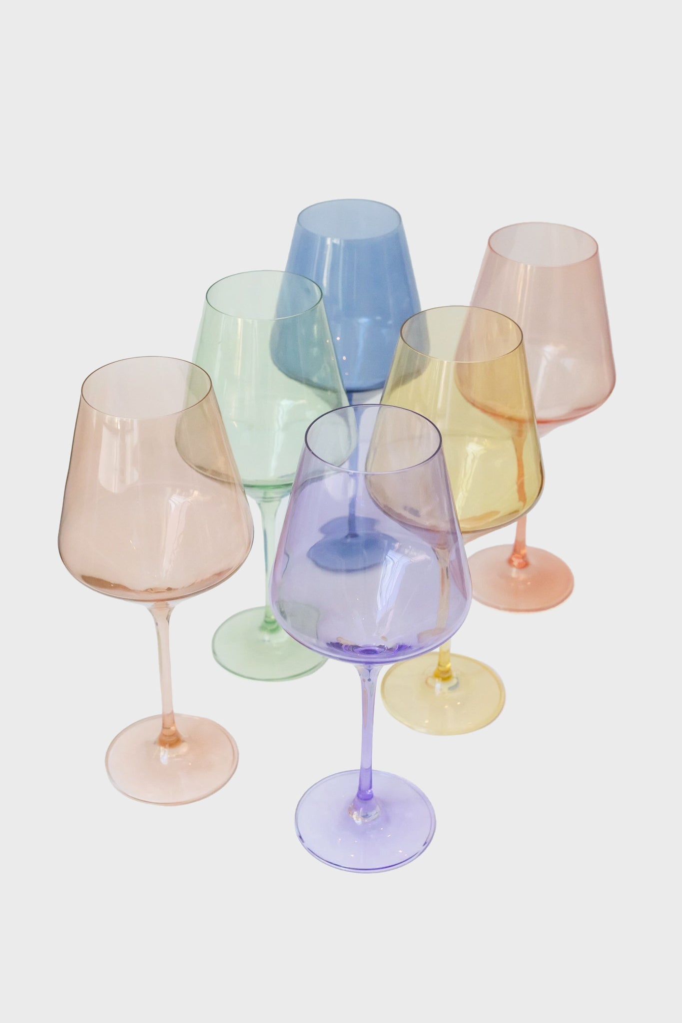 Pastel Mixed Stemmed Glasses Set of 6-Beilave