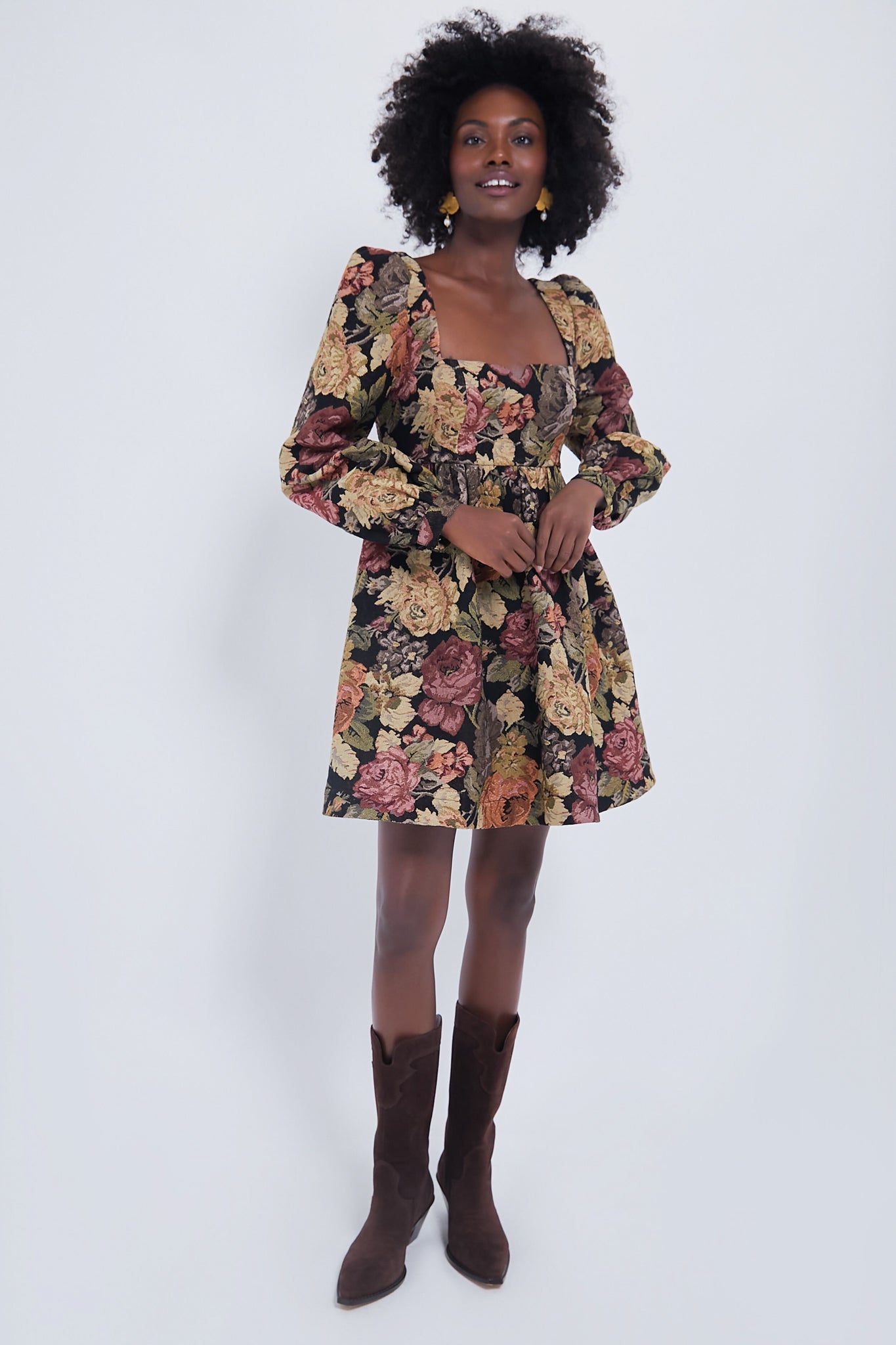 Chocolate Multi Fleur Dress-Beilave