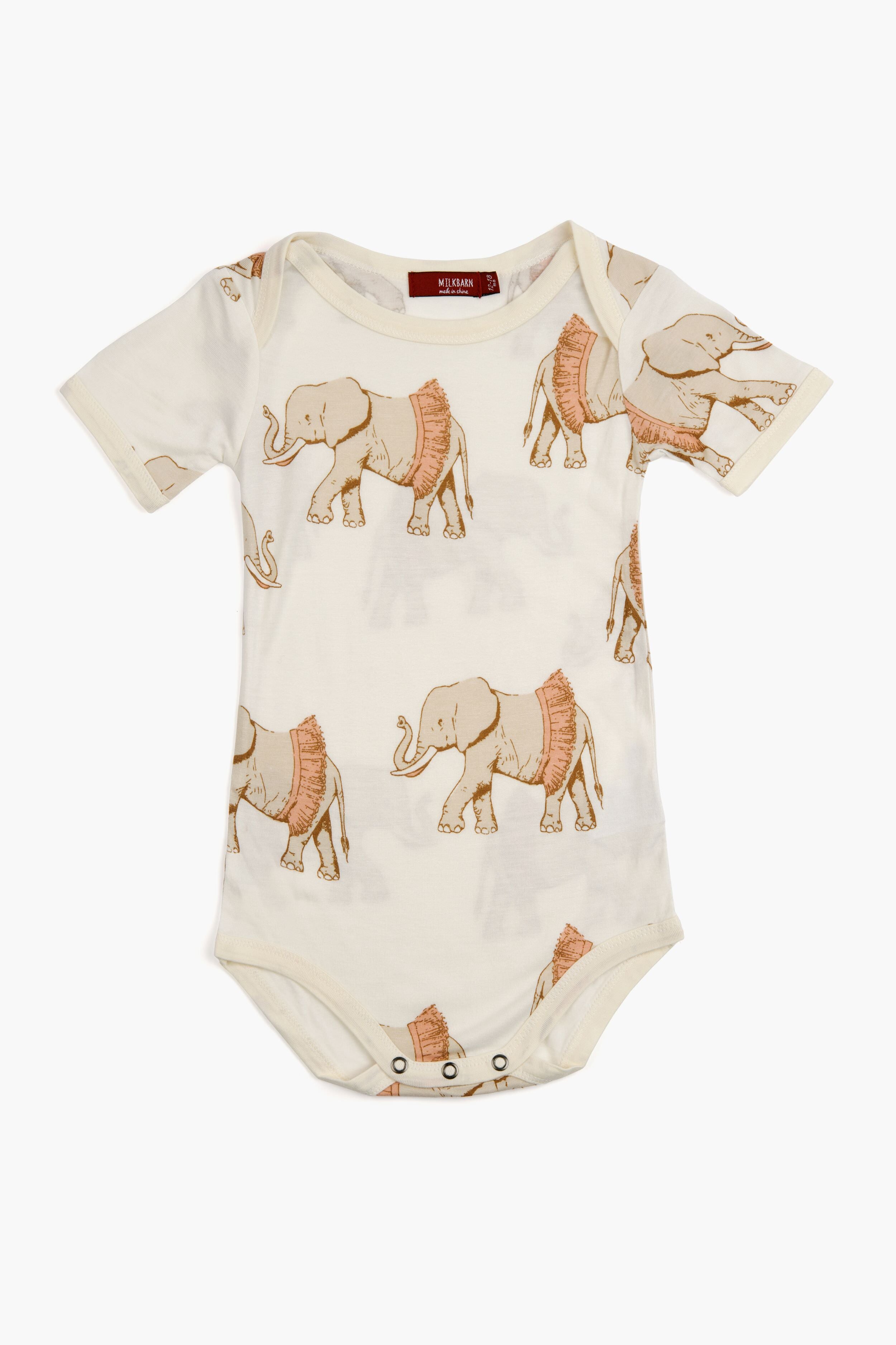 Tutu Elephant Bamboo Short Sleeve One Piece-Beilave