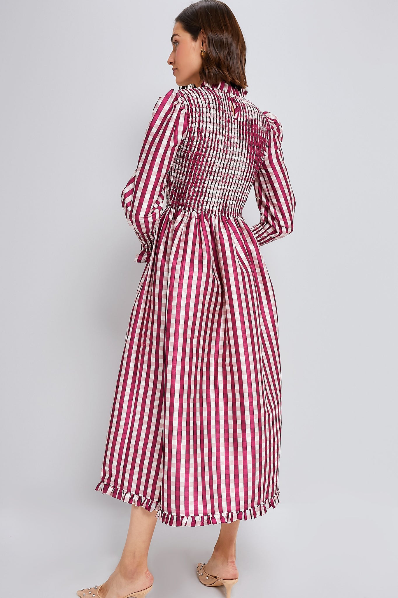 Wine Gingham Molly Dress-Beilave