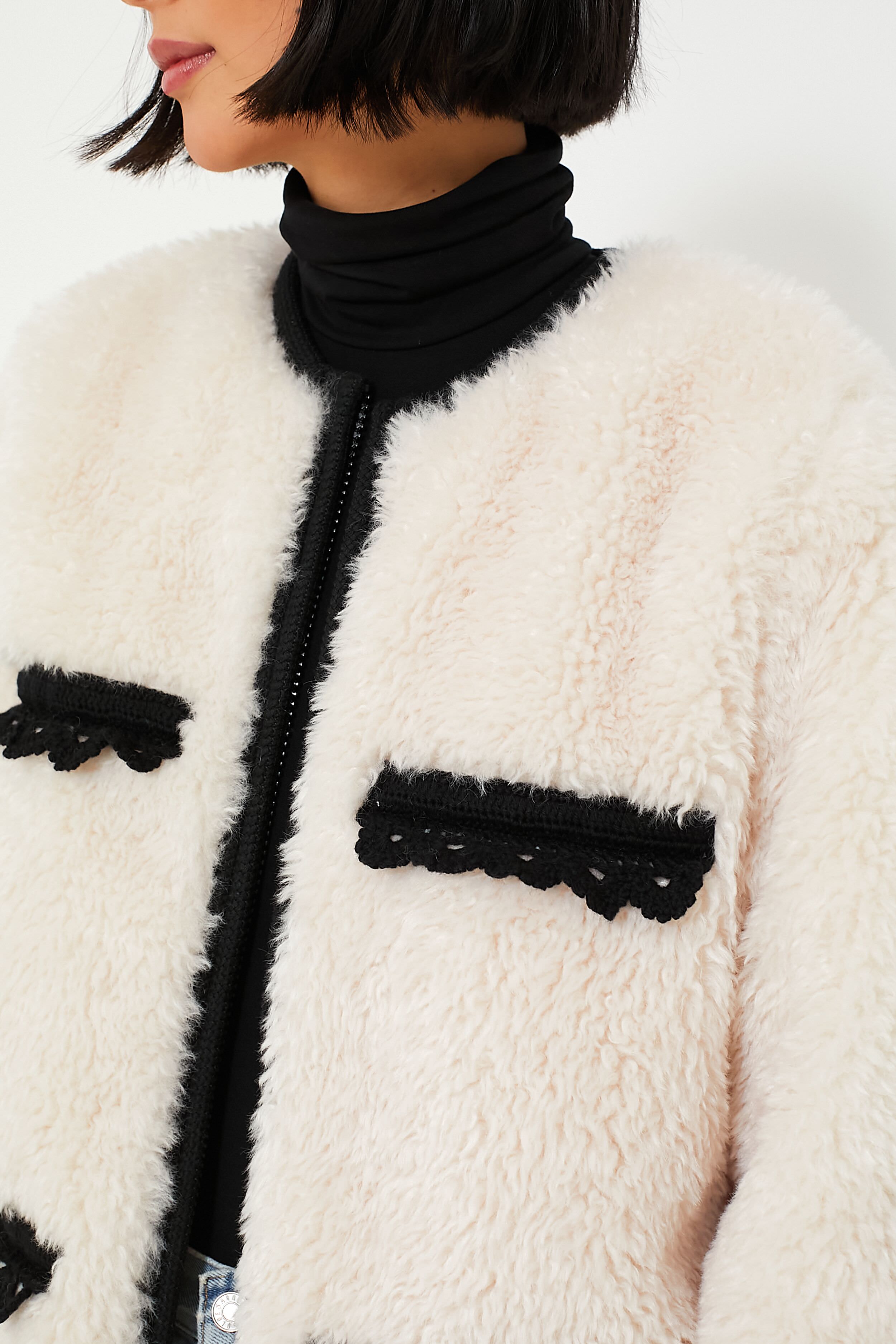 Cream Harper Faux Fur Crochet Parka-Beilave