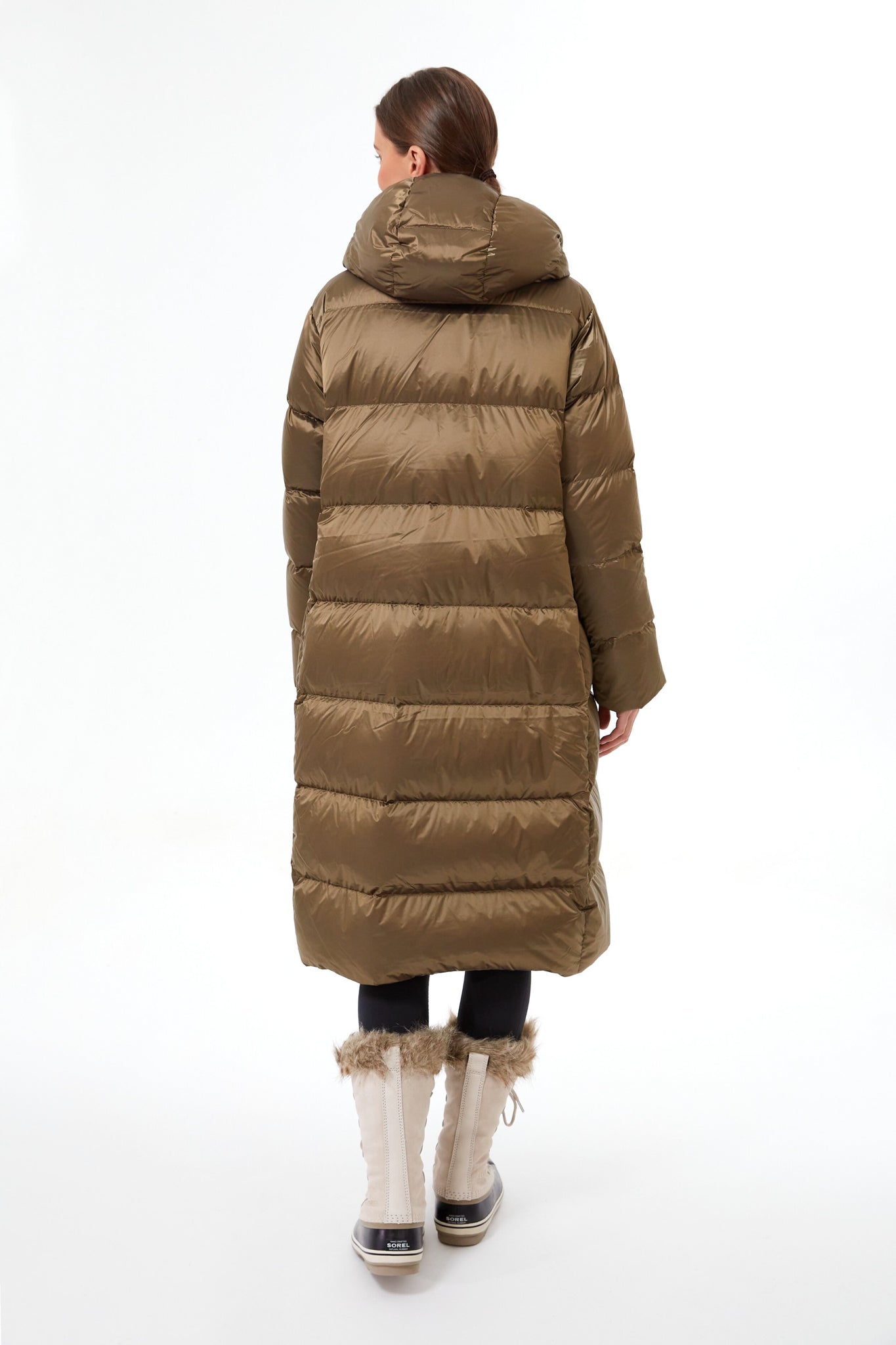 Brushed Olive Metallic Payton Puffer Coat-Beilave