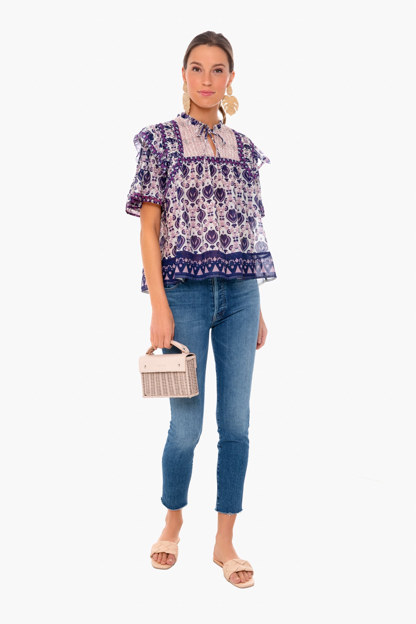 Violet Brigitte Border Pintuck Top-Beilave