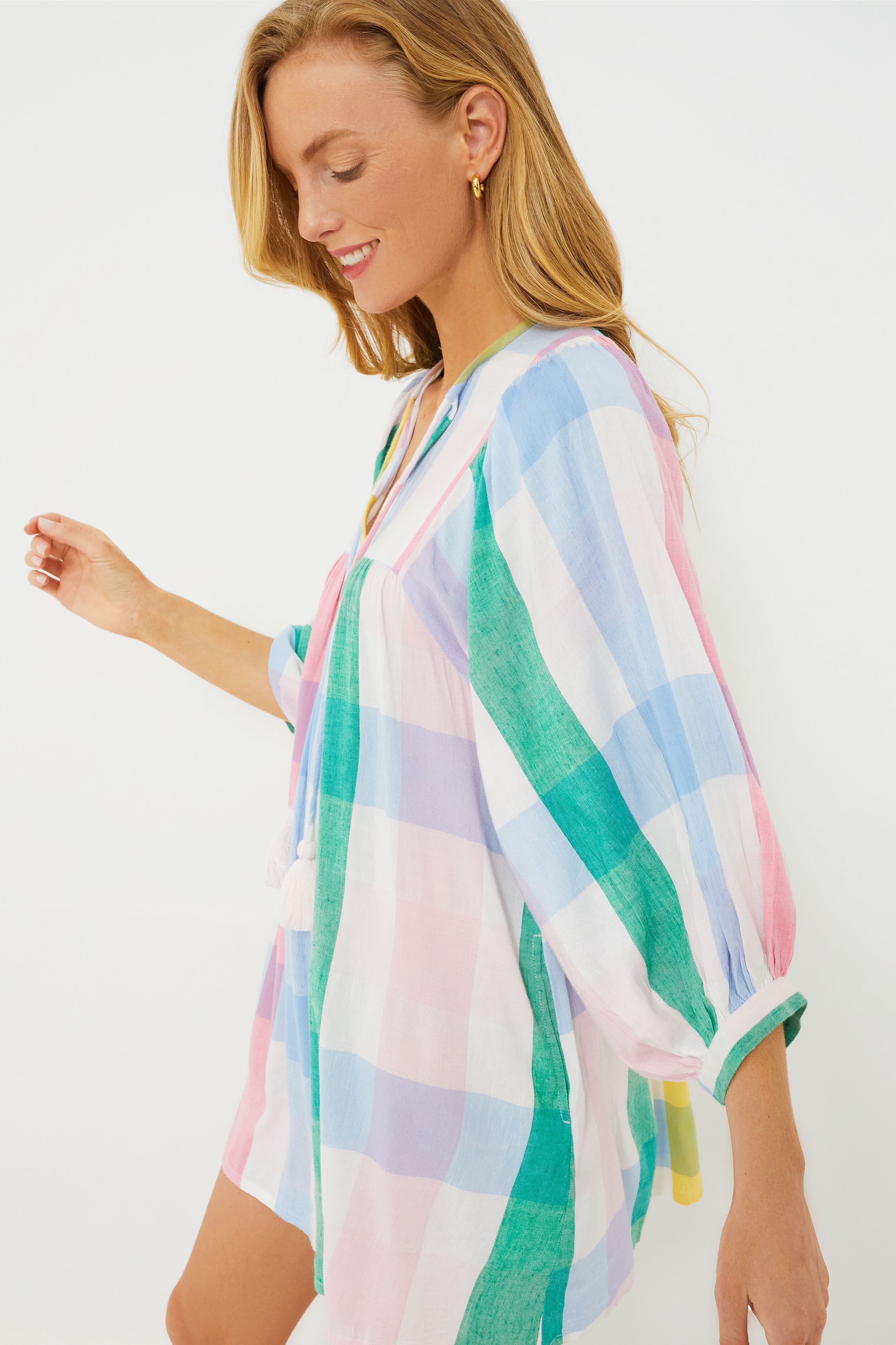 Pastel Plaid Daisy Dress-Beilave