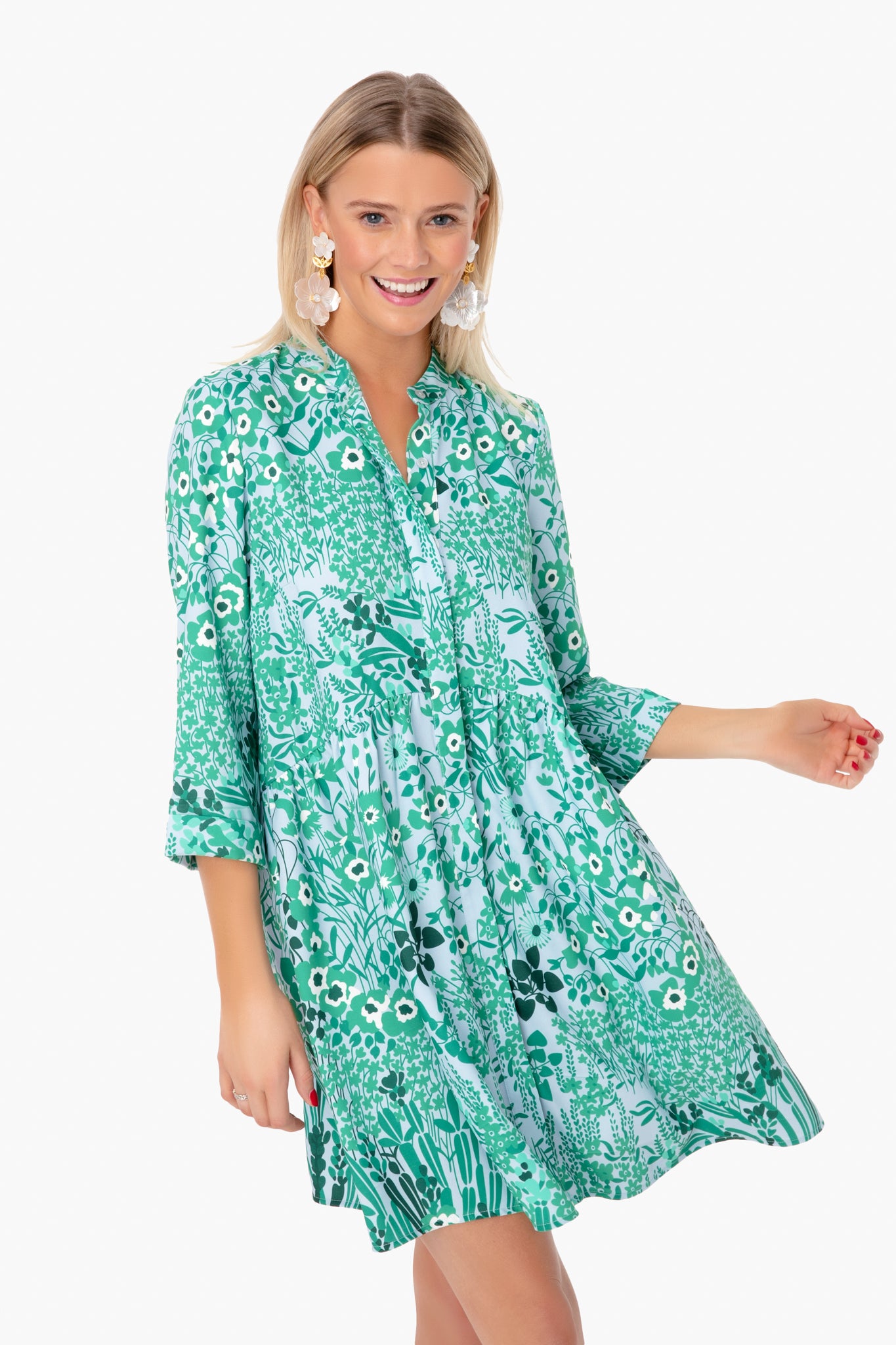 Wildflower Silk Royal Shirt Dress-Beilave
