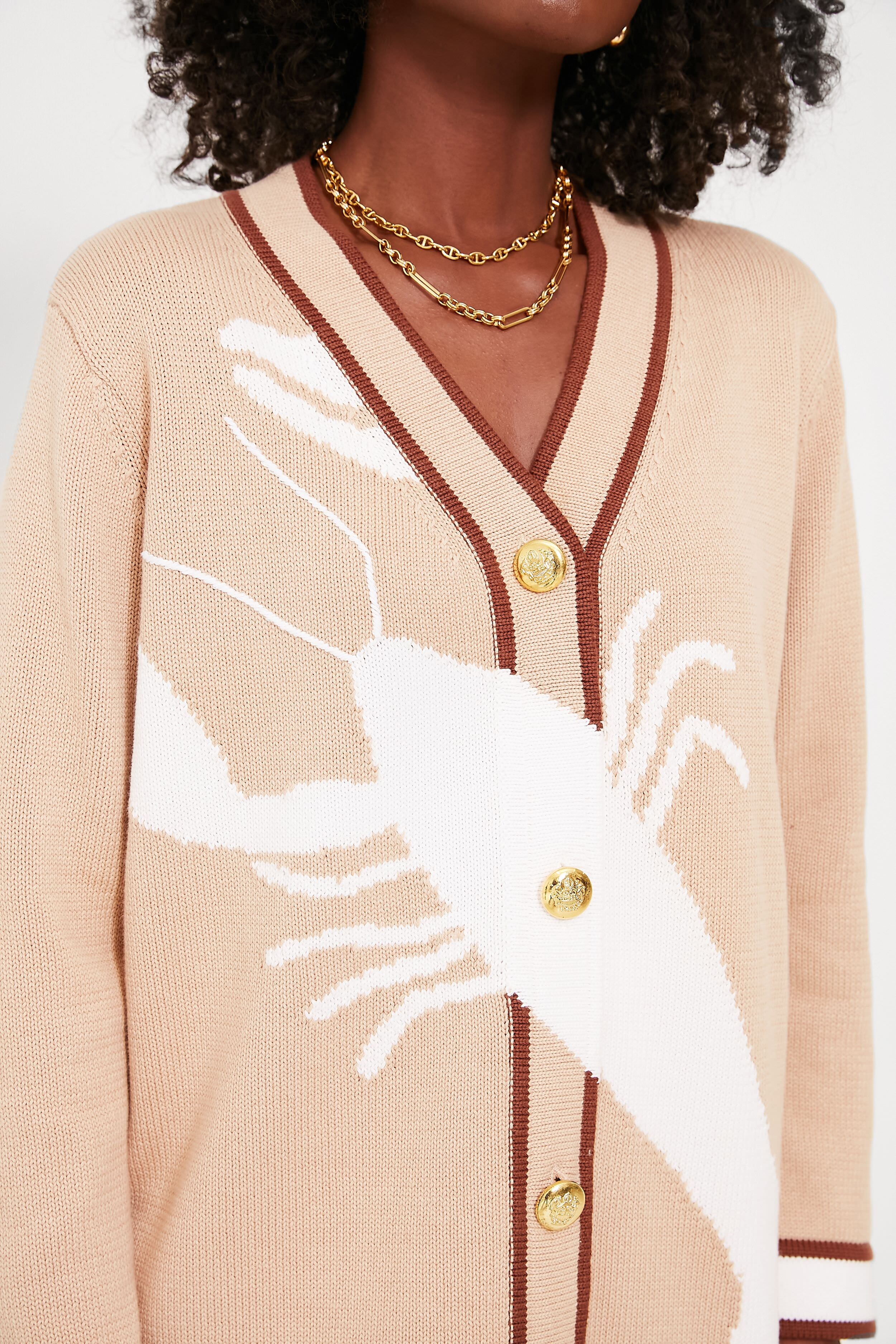 Tan Lobster Cotton Lauren Cardigan-Beilave