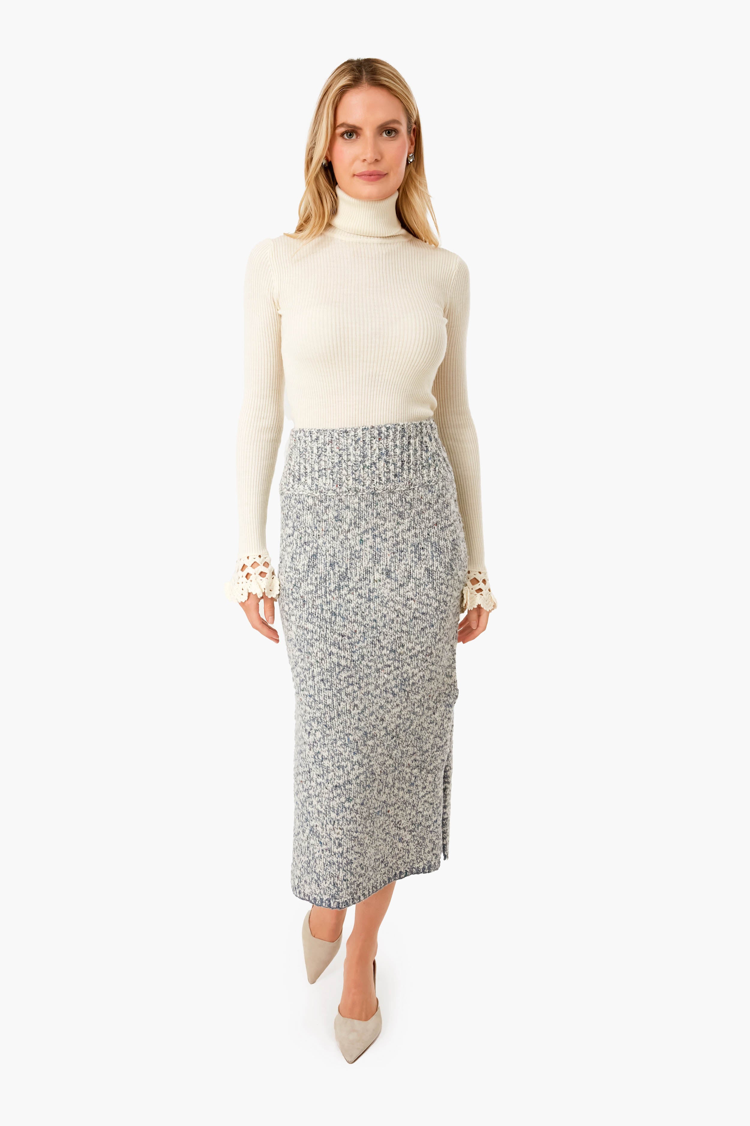 Cream Wynter Rib Knit Turtleneck-Beilave