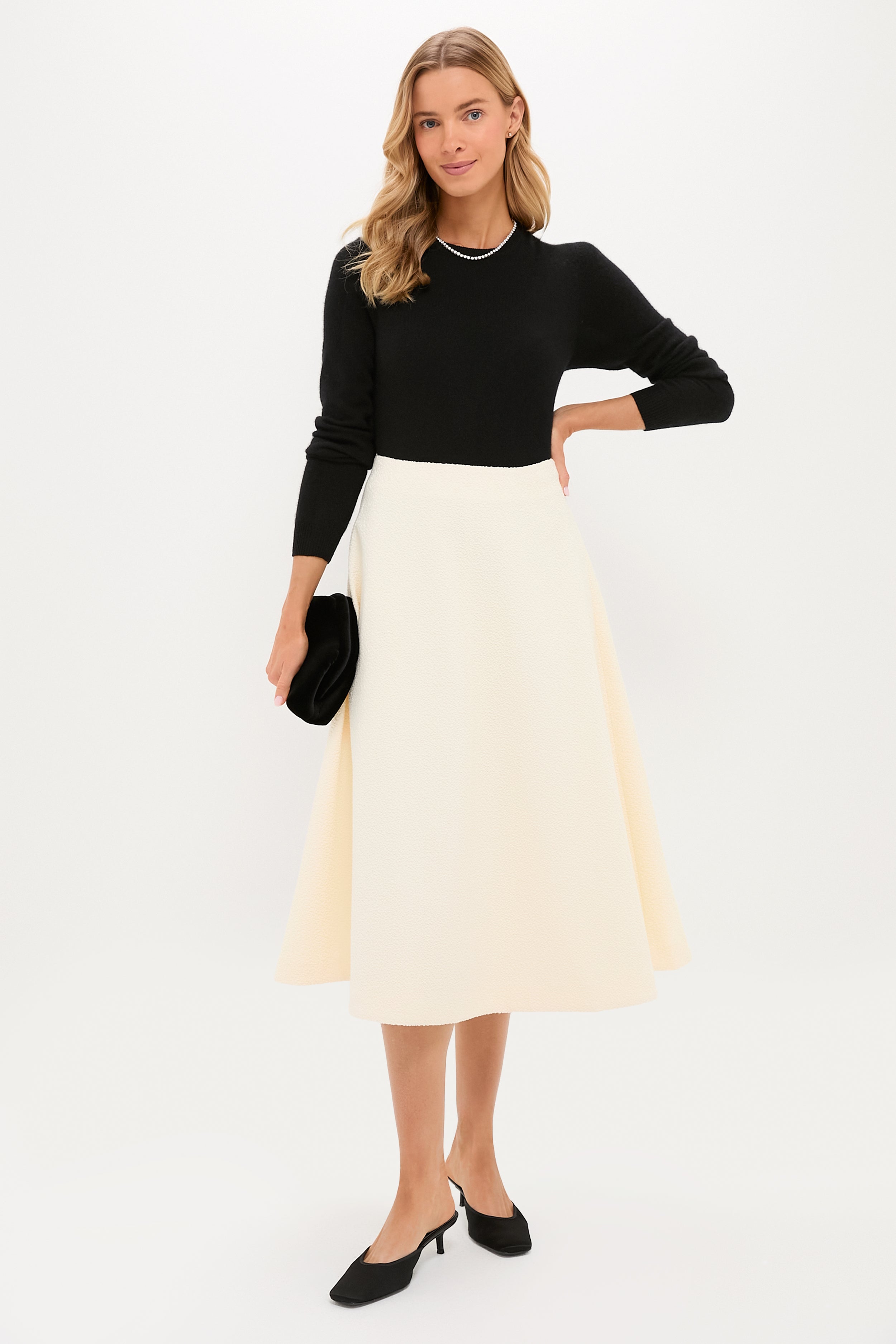 Cream Boucle Nicolette Skirt-Beilave