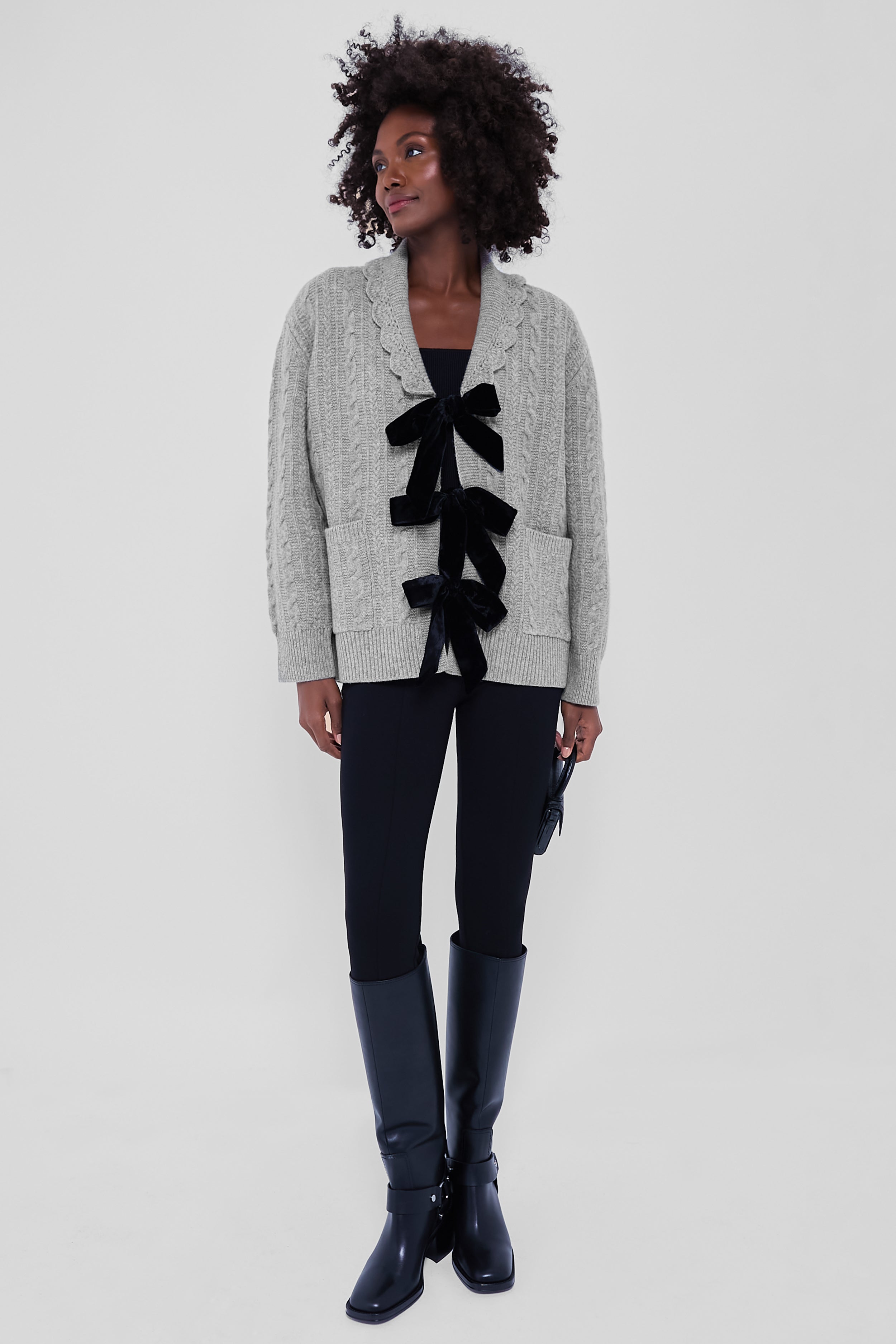 Grey Mariella Knit Longsleeve Cardigan-Beilave