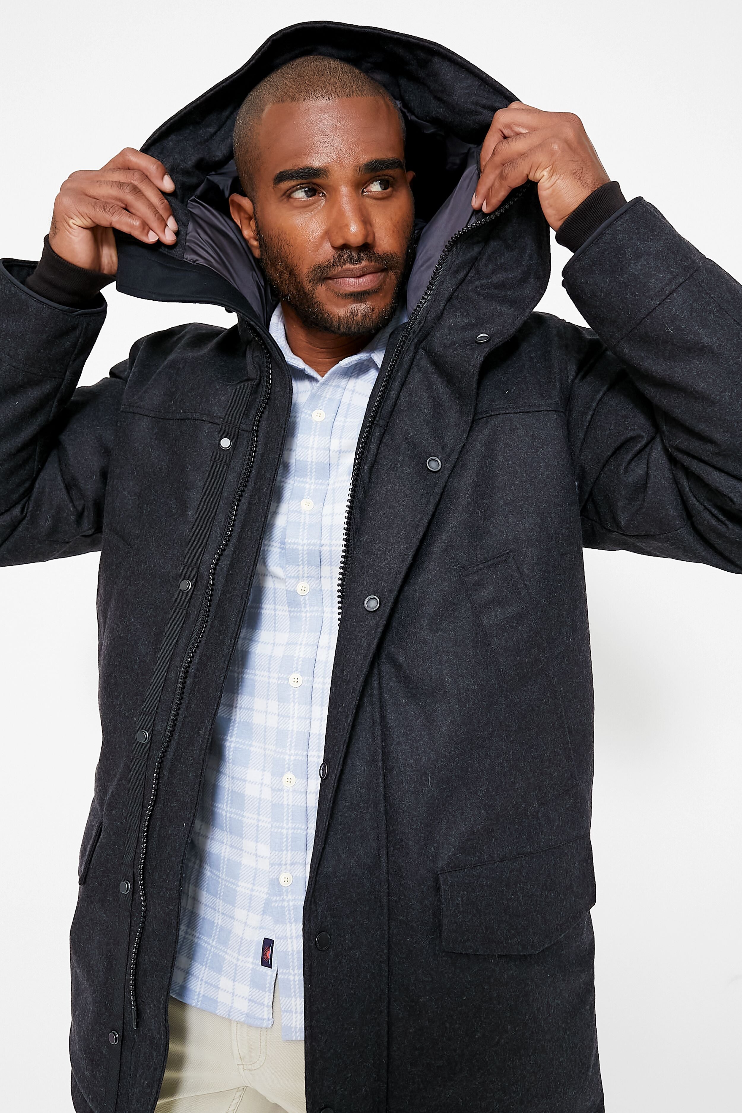 Carbon Melange Wool Reskill Langford Parka-Beilave