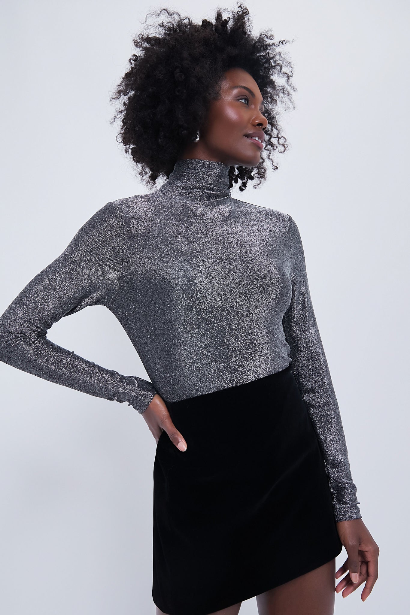 Silver Metallic Ellory Turtleneck-Beilave