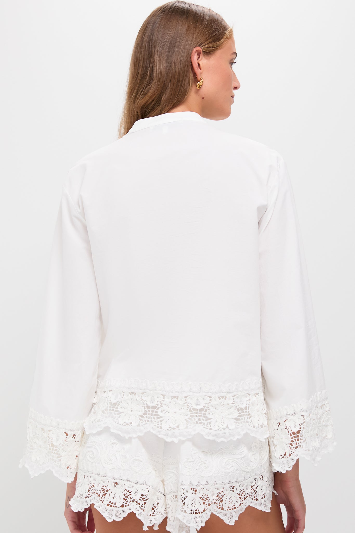 White Iyla Soutache Long Sleeve Blouse-Beilave