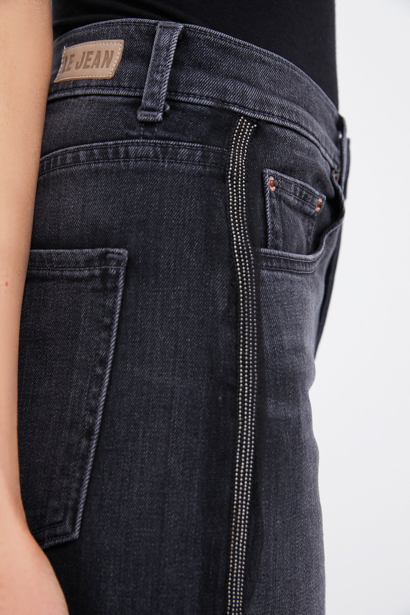 Vintage Charcoal Beaded Tux Stripe Nomad Jean-Beilave