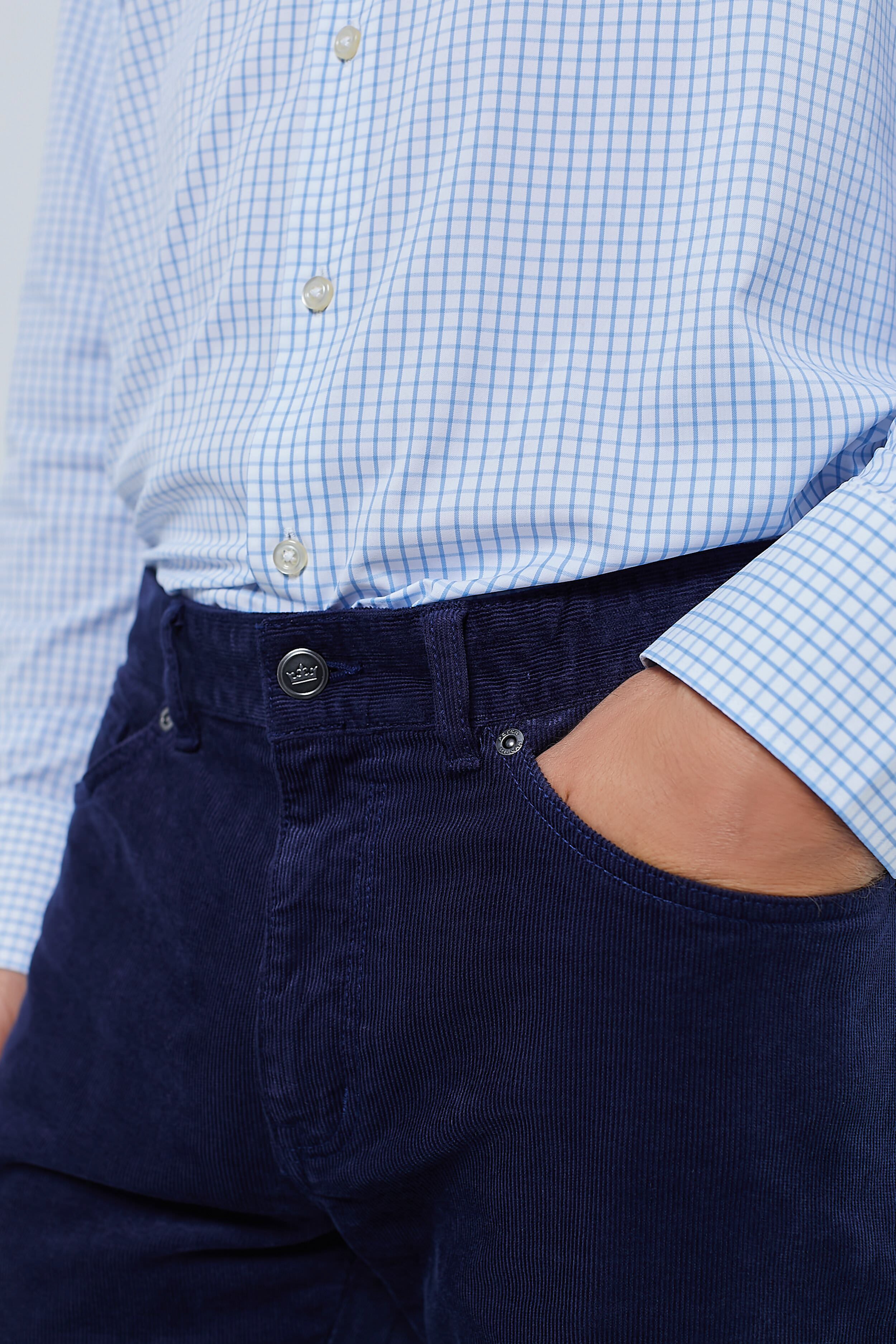 Navy Superior Soft Corduroy Five-Pocket Pant-Beilave