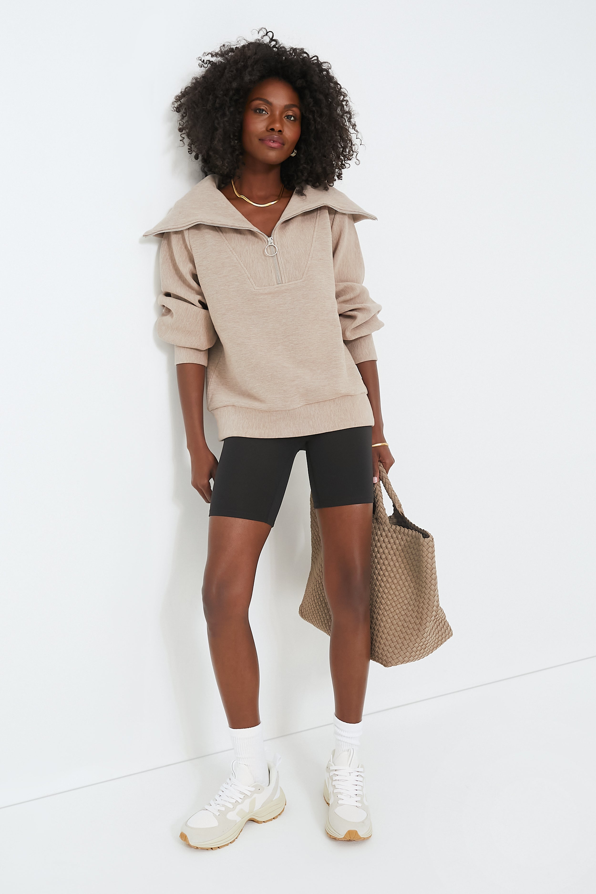 Taupe Marl Vine Half Zip-Beilave