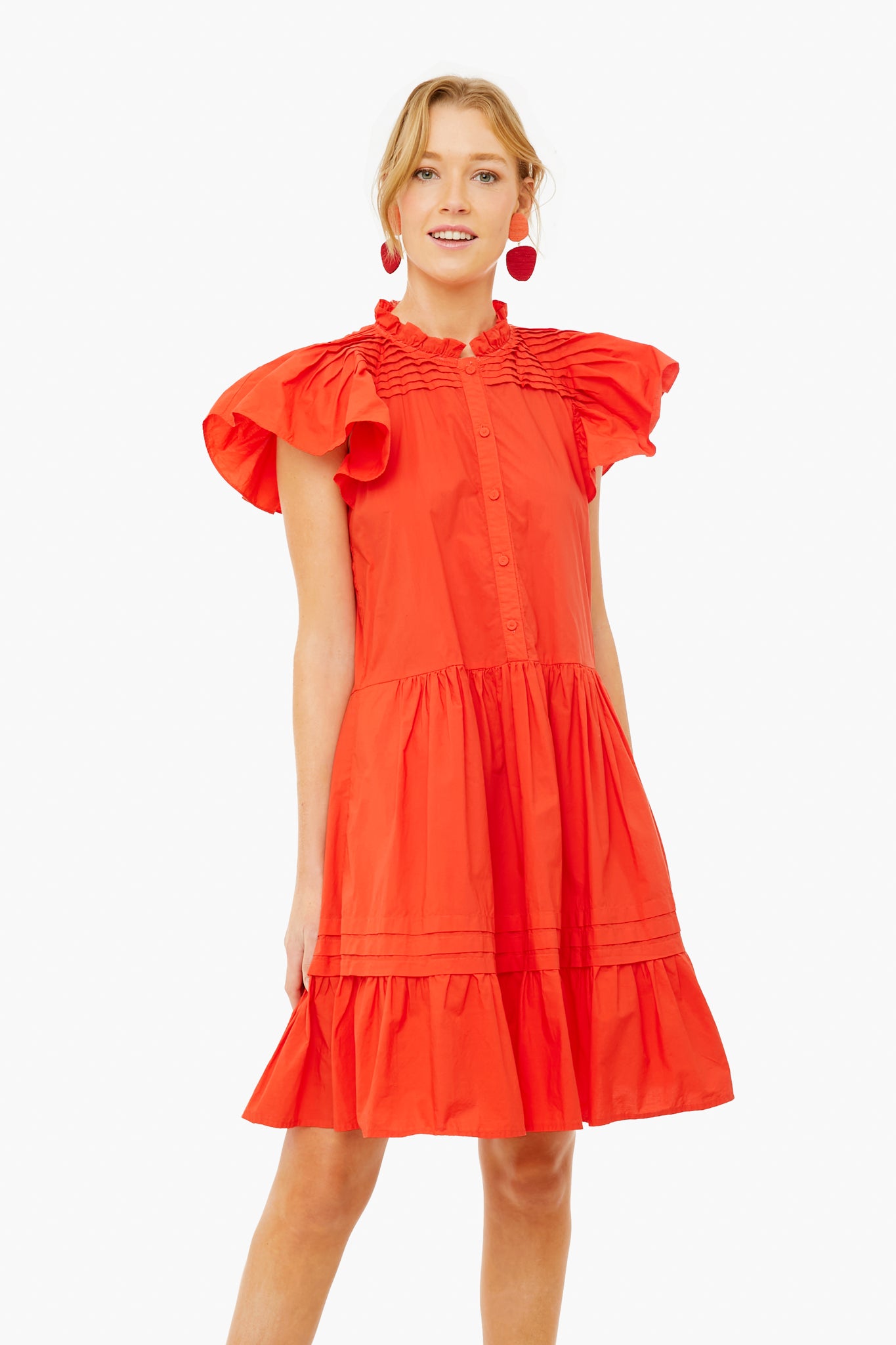 Scarlet Gaia Solid Cotton Flutter Sleeve Tunic-Beilave