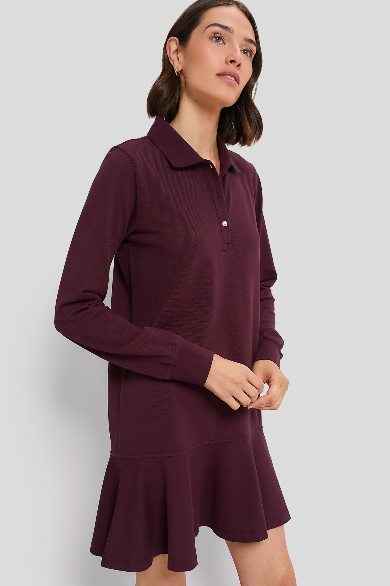 Winetasting Long Sleeve Pique May Polo Dress-Beilave