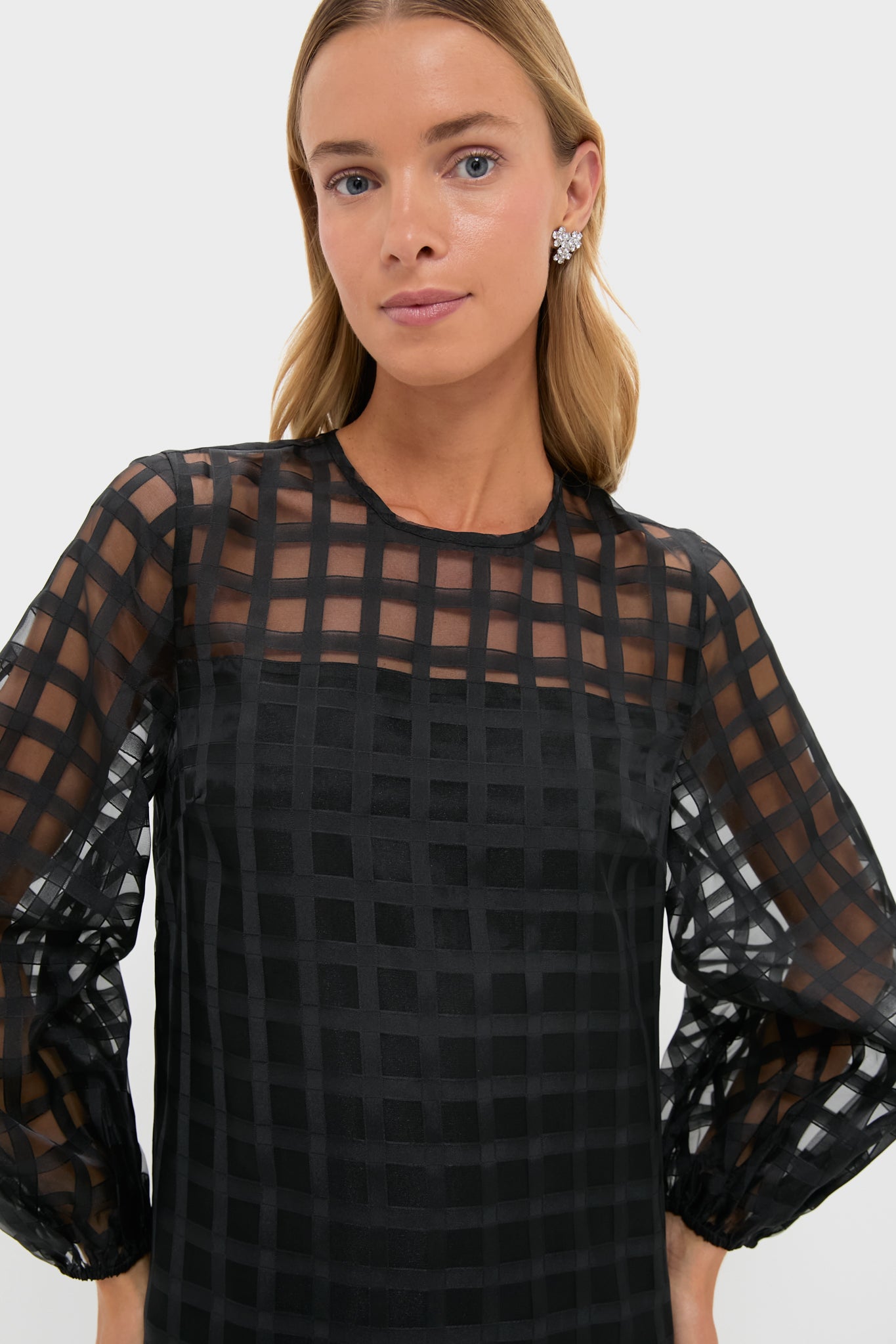 Organza Windowpane Janie Mini Dress-Beilave