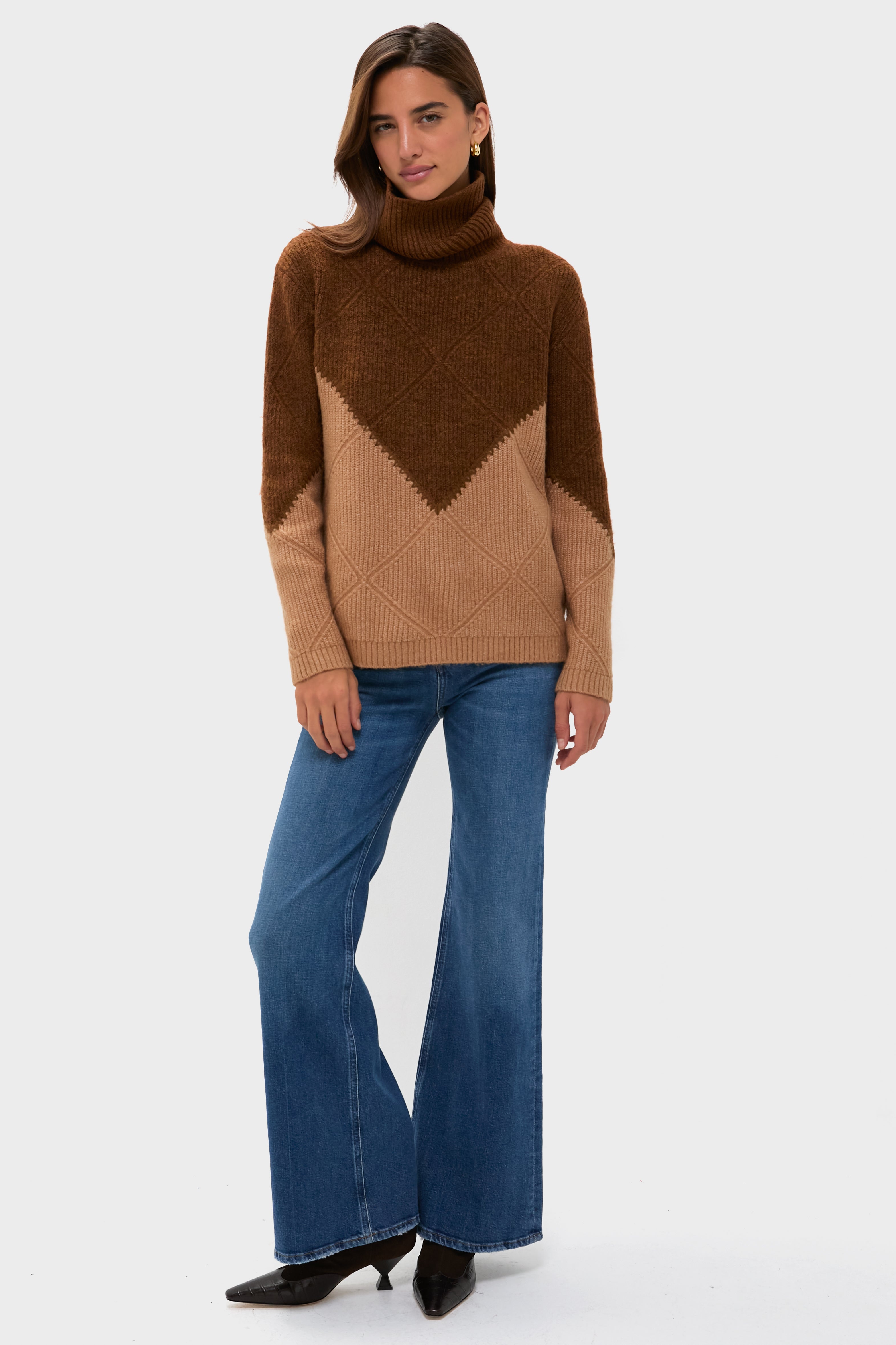 Tan & Brown Diamond Demi Turtleneck-Beilave