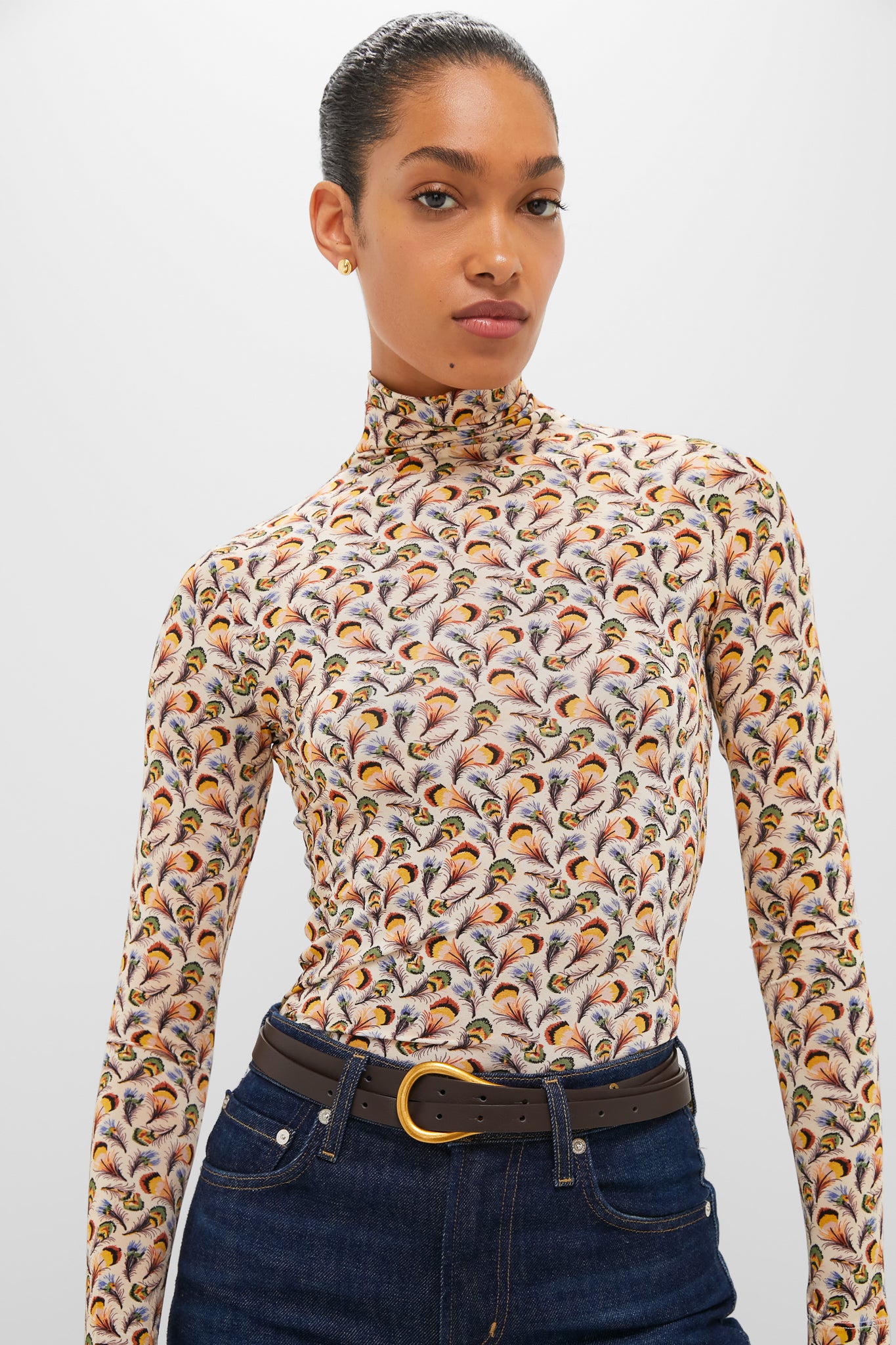 Swan Aurelia Jersey Long Sleeve Turtleneck Top-Beilave