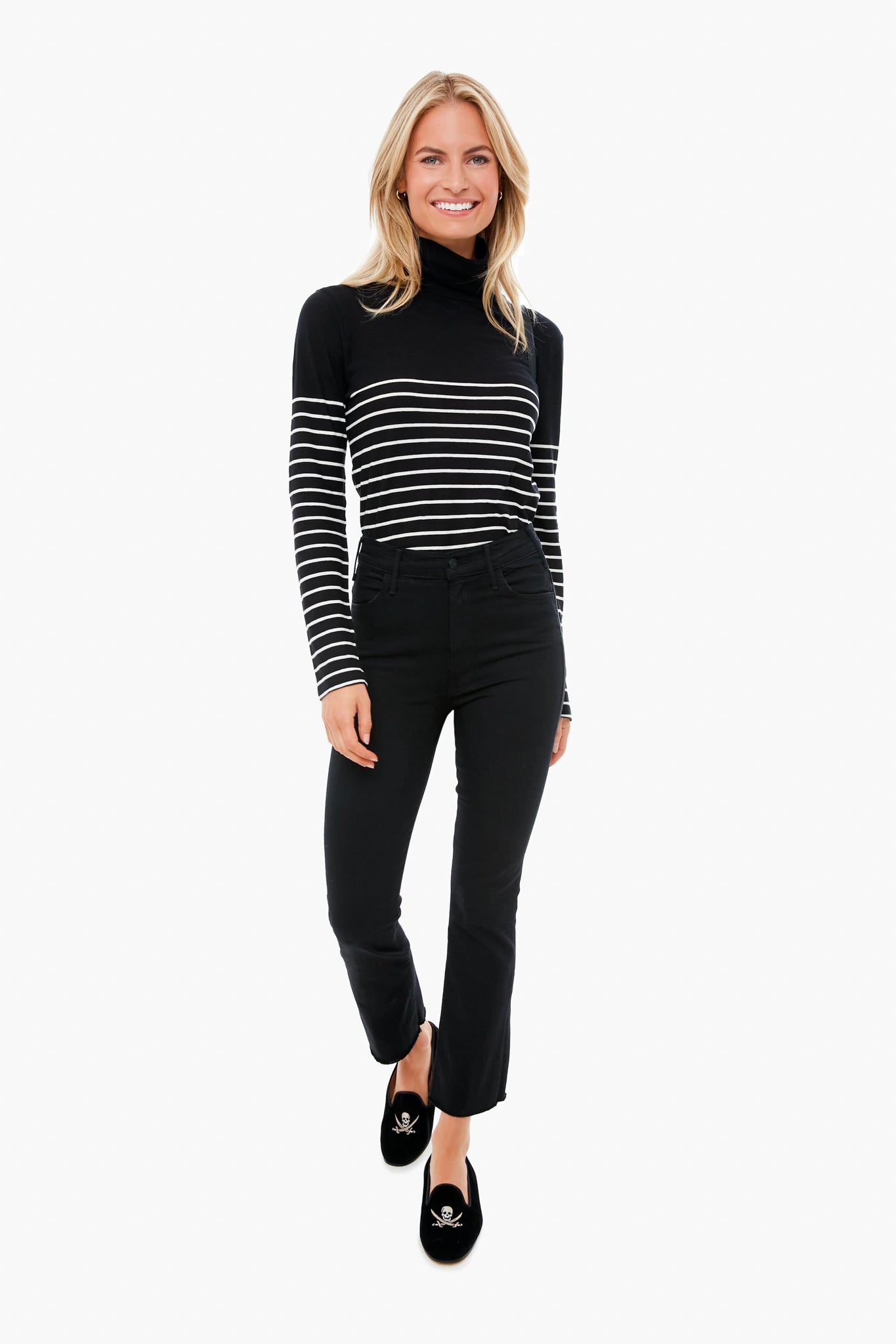 The Black Striped Tissue Turtleneck-Beilave