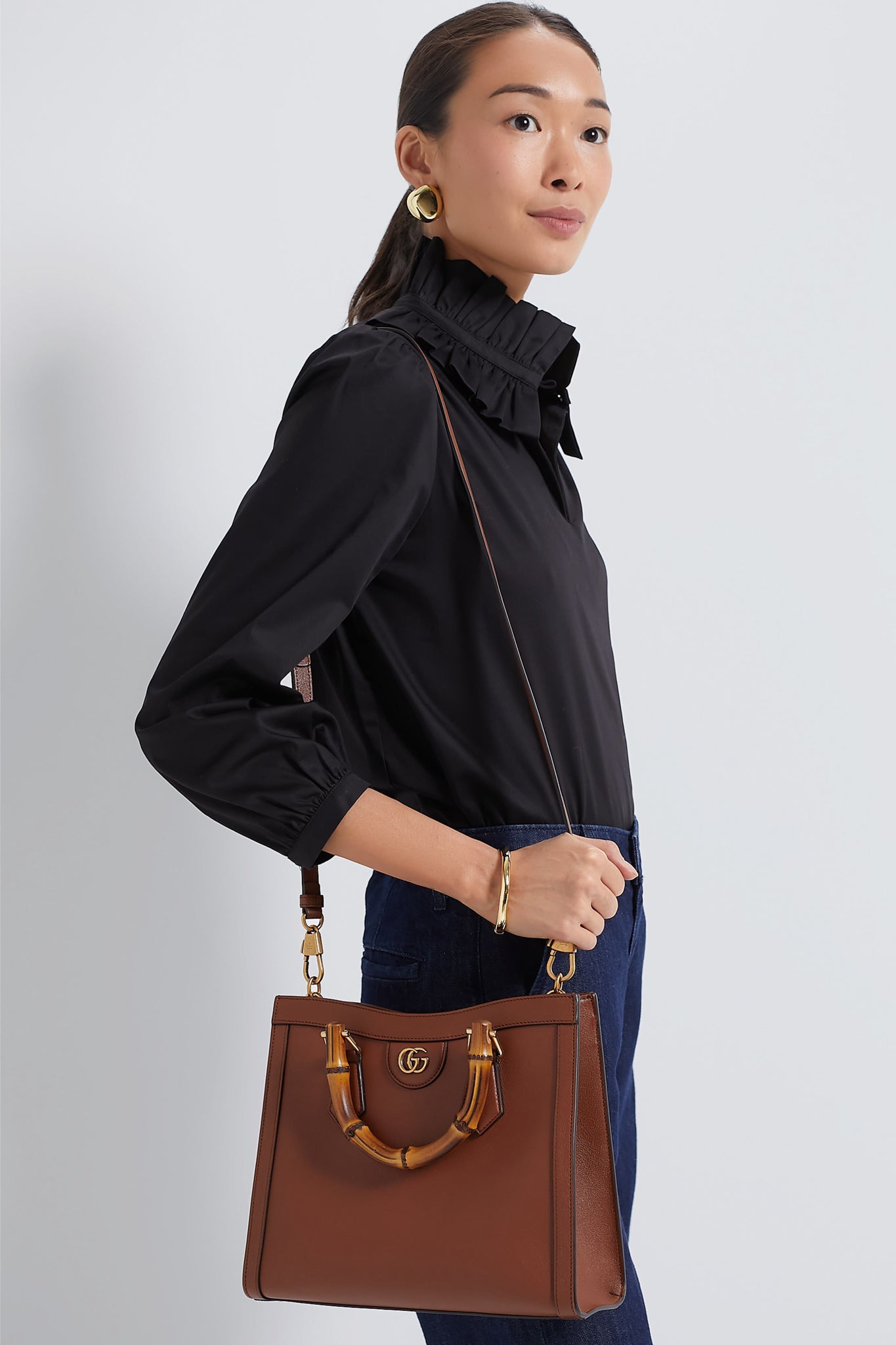 GUCCI Brown Bamboo Diana 2 Way Handbag-Beilave