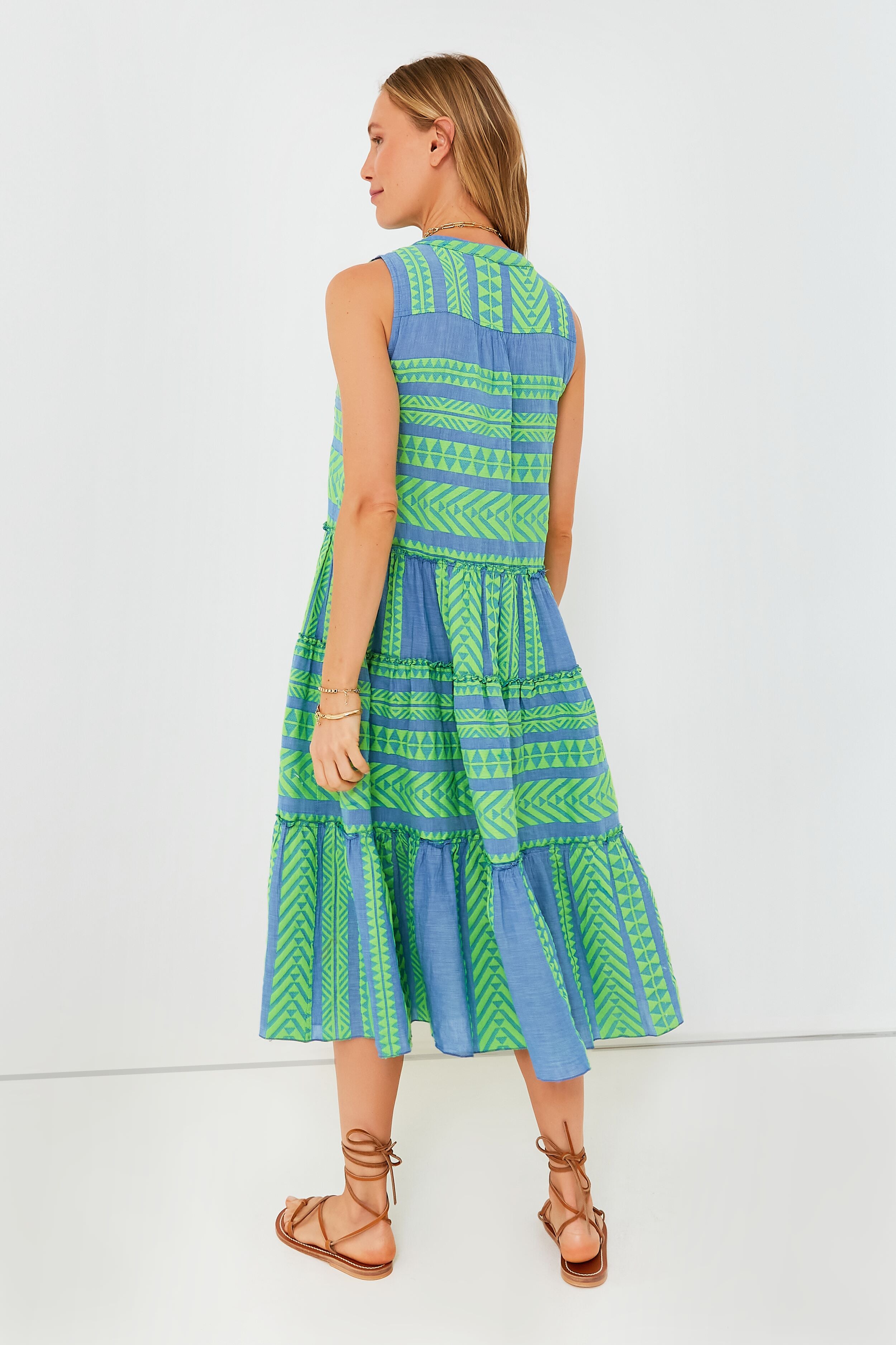 Green and Blue Tanzanitis Midi Dress-Beilave