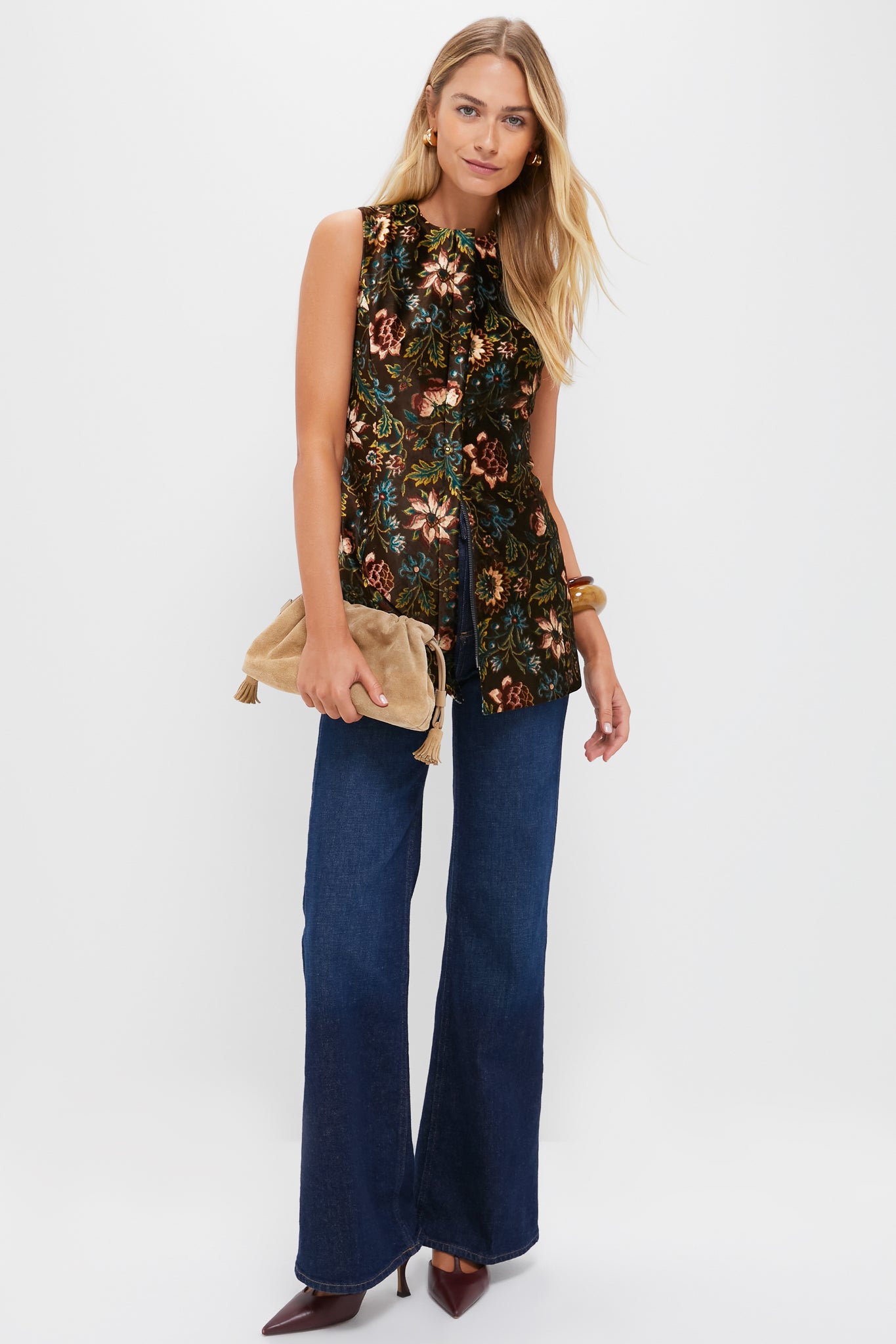 Hazel Moonflower Velvet Rhoda Tunic Top-Beilave